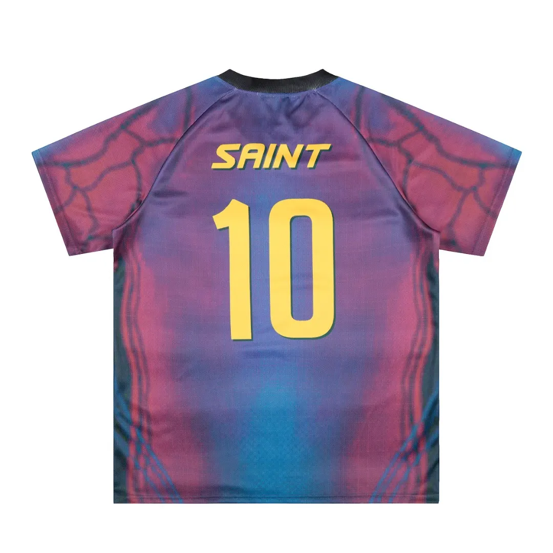 Saint Michael Graphic Print V-Neck Jersey T-Shirt D8811519 — view 3