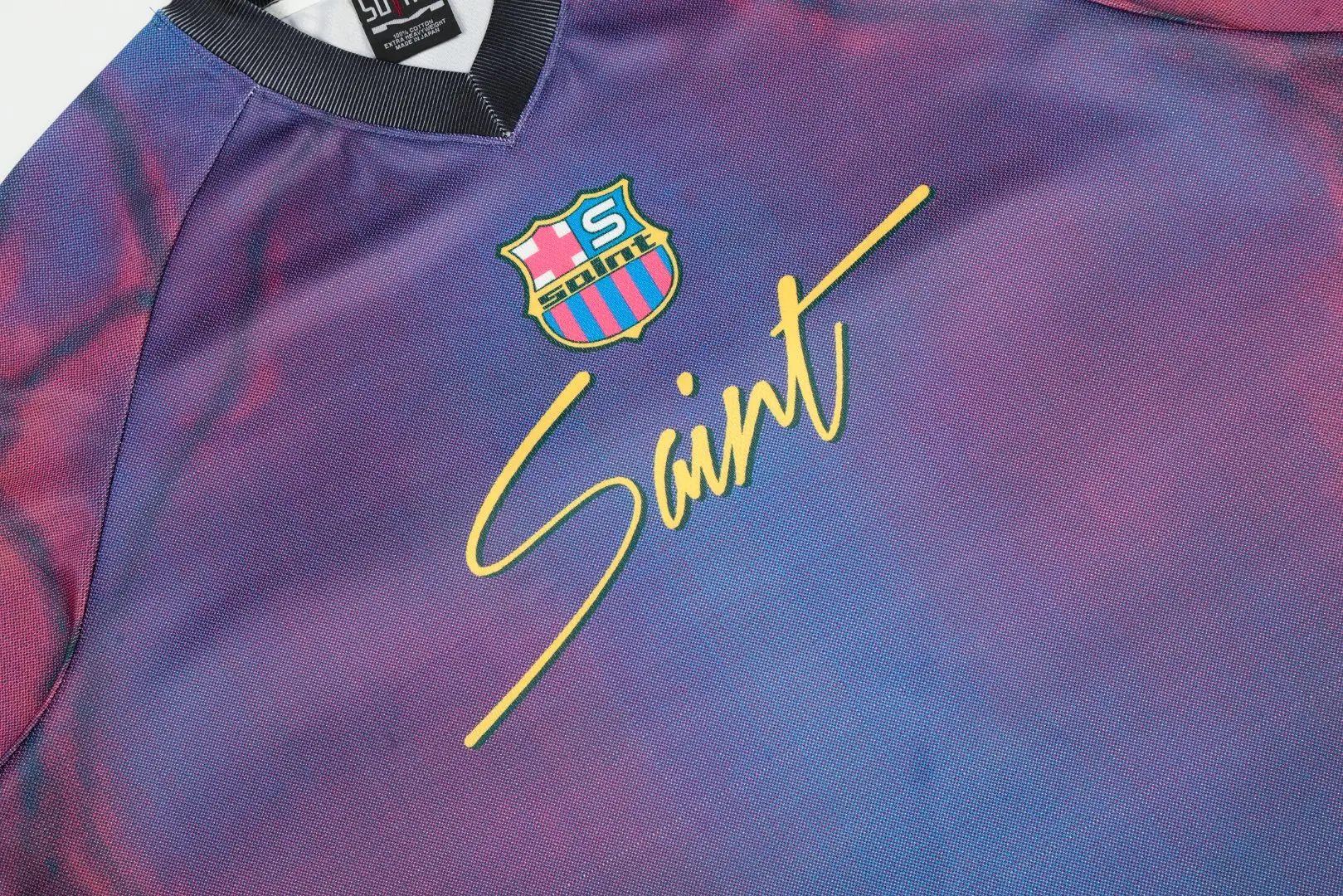 Saint Michael Graphic Print V-Neck Jersey T-Shirt D8811519 — view 5