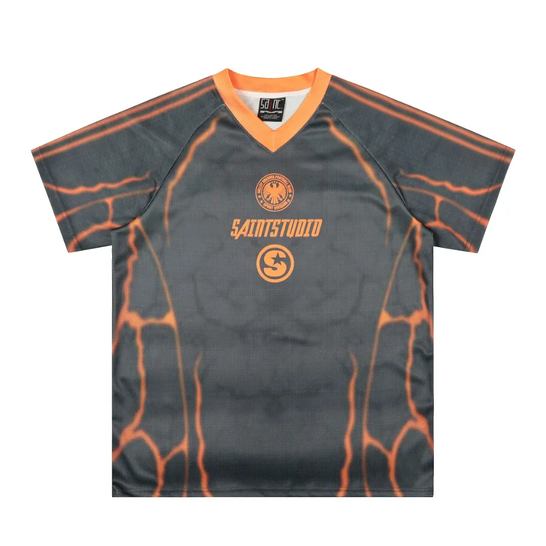 Saint Michael Graphic Print V-Neck Jersey D8811515 — view 2