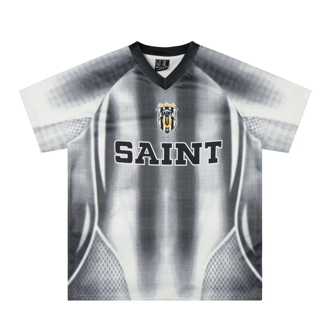 Saint Michael Graphic Print V-Neck Jersey D8811514 — view 2