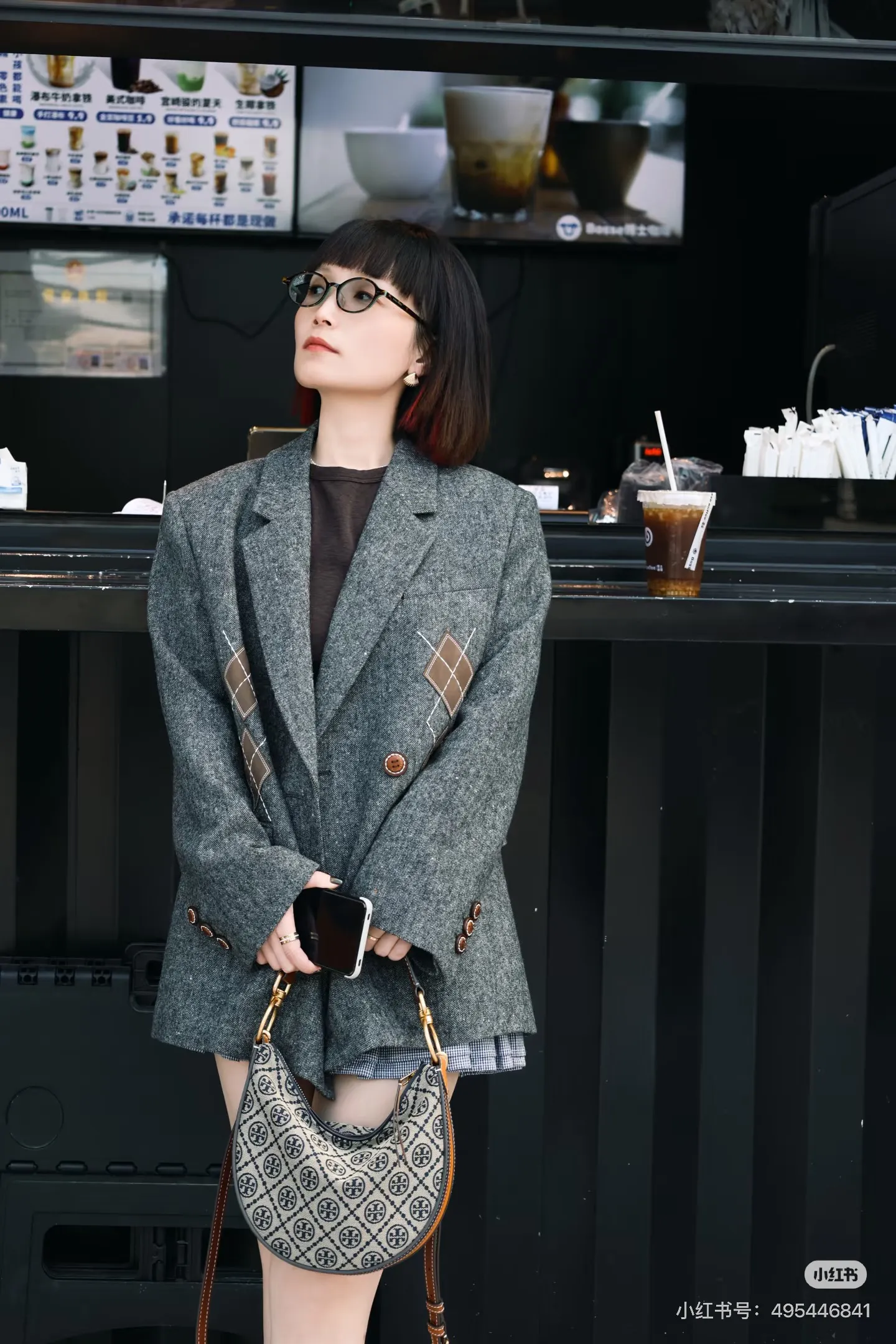 TB Mini Jacquard Crescent Bag D32018287