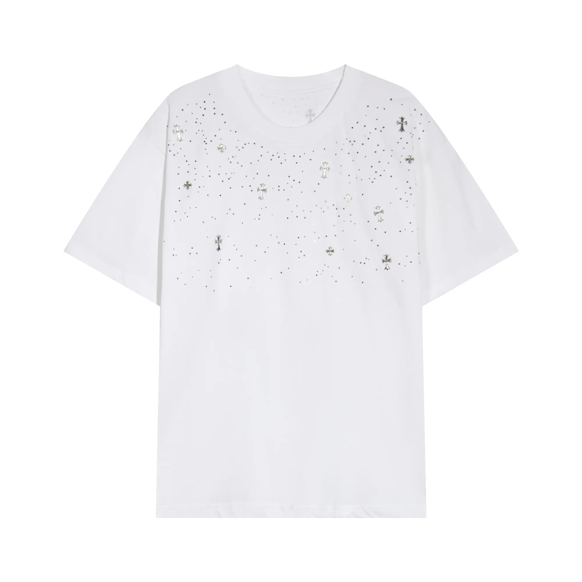 Embellished Cross Patch Cotton T-Shirt D11511617
