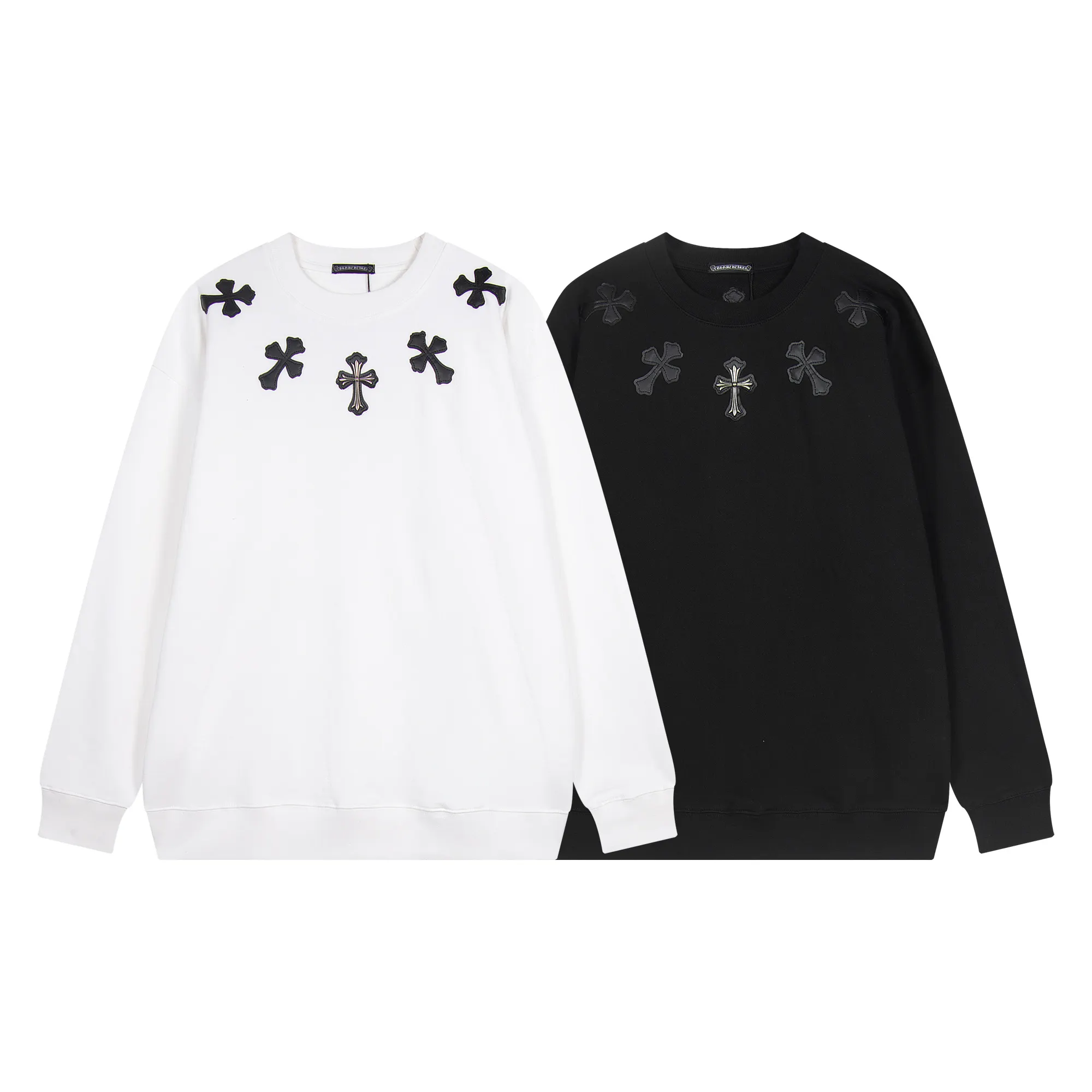 Leather Cross Patch Crew-Neck Sweatshirt D9515540
