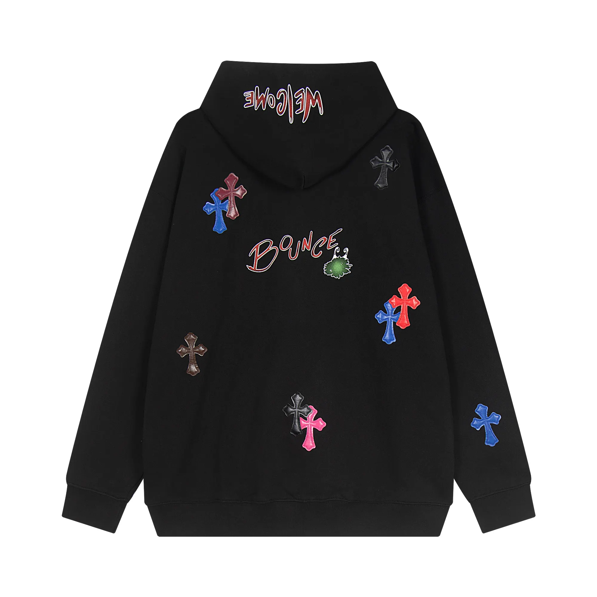 Multi-Color Leather Patch Cross Hoodie D14515522 — view 2