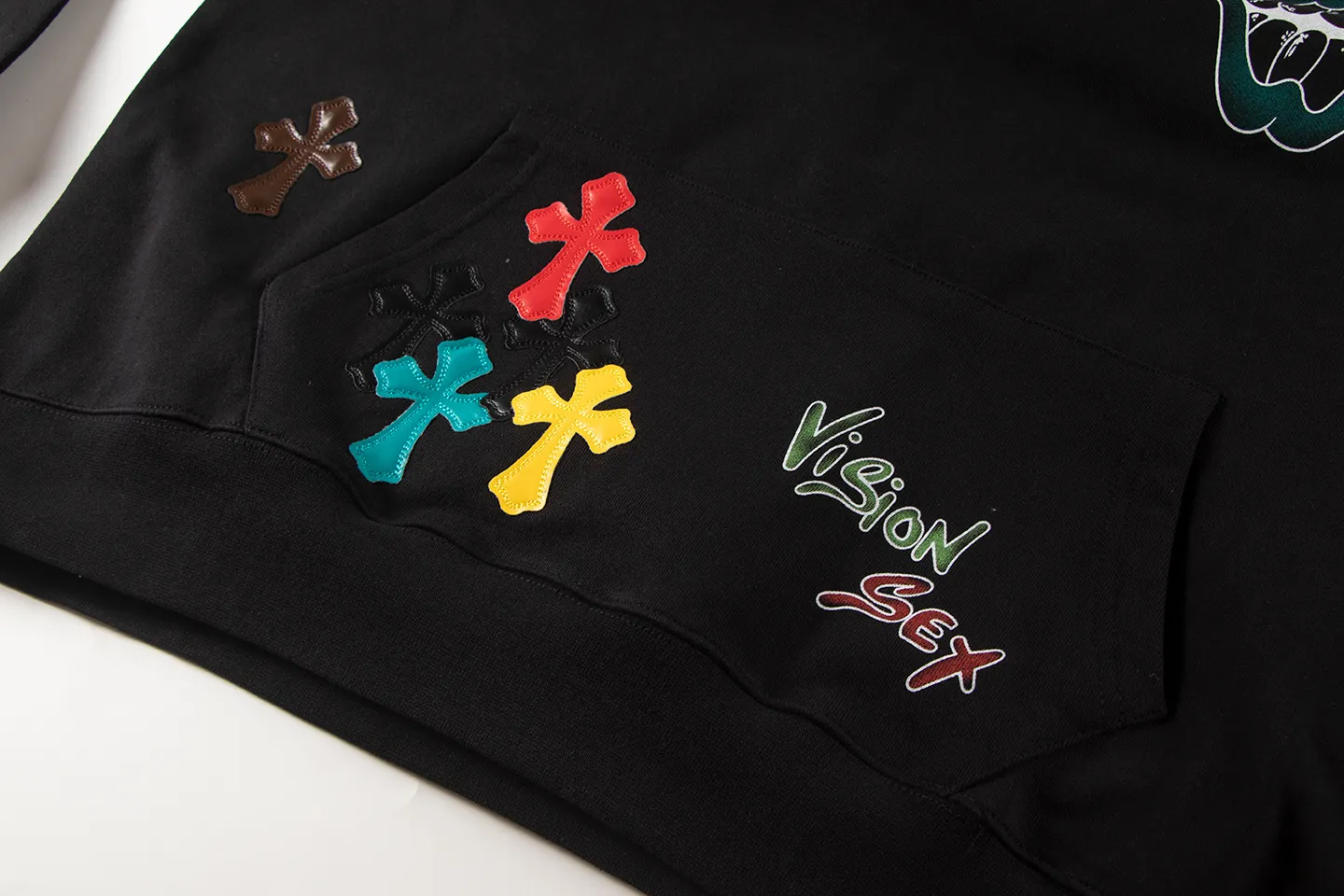 Multi-Color Leather Patch Cross Hoodie D14515522 — view 6