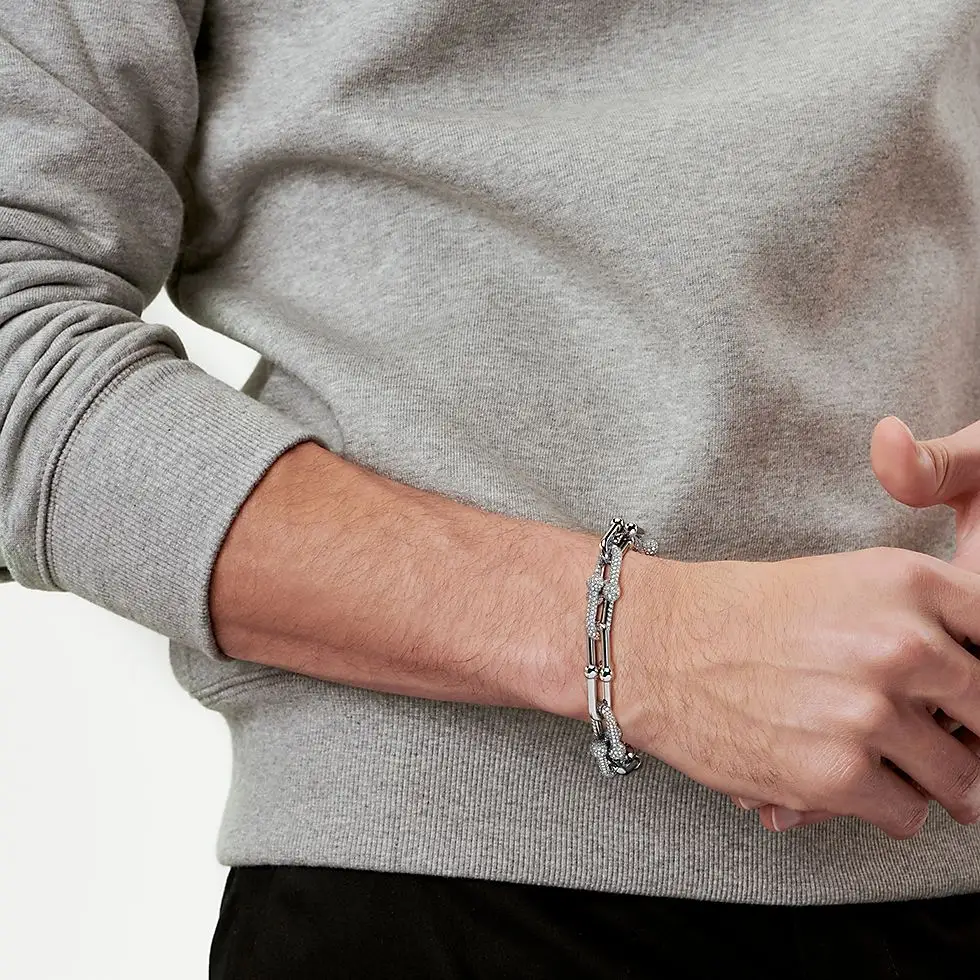 HardWear Pavé Diamond Link Bracelet (18K White Gold-Plated) D18017340 — view 9