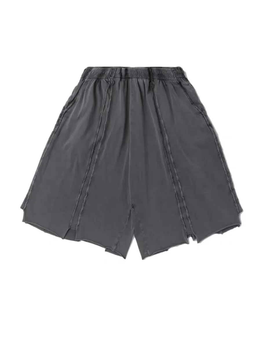 Panelled Washed Cotton Shorts D20012749