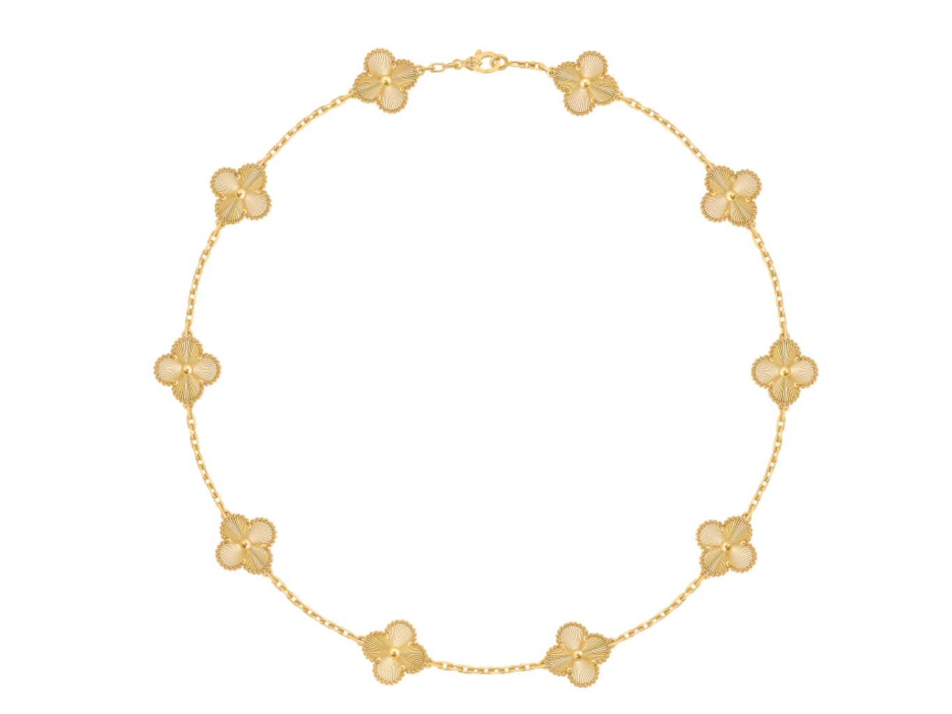 Alhambra 10-Motif Guilloché Necklace (Gold-Plated Brass) D33016582