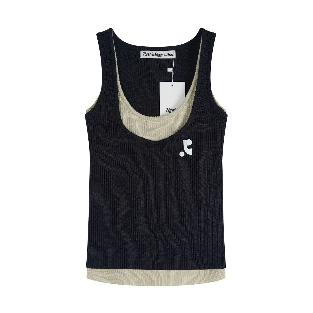 Layered Ribbed Knit Tank Top D4515584