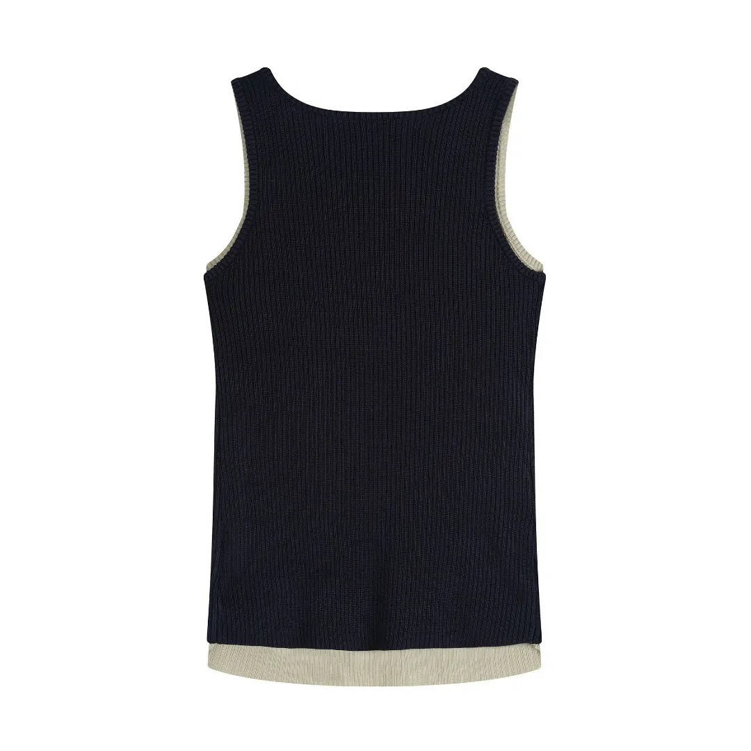 Layered Ribbed Knit Tank Top D4515584 — view 2