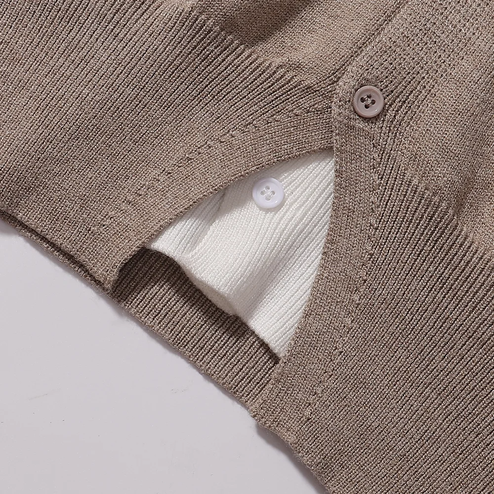Layered-Effect V-Neck Knit Cardigan D7815577 — view 7