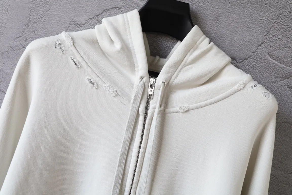 Distressed Logo Print Zip-Up Hoodie D30921330 — view 5