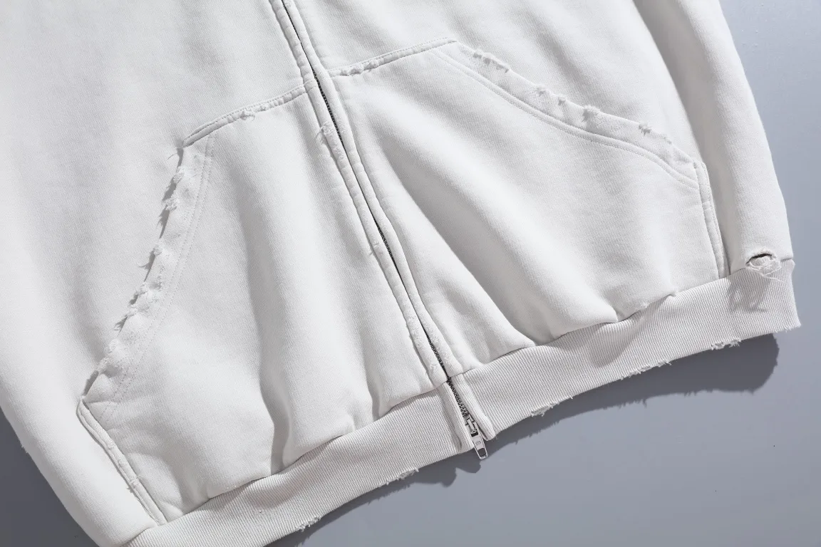 Distressed Logo Print Zip-Up Hoodie D30921330 — view 14