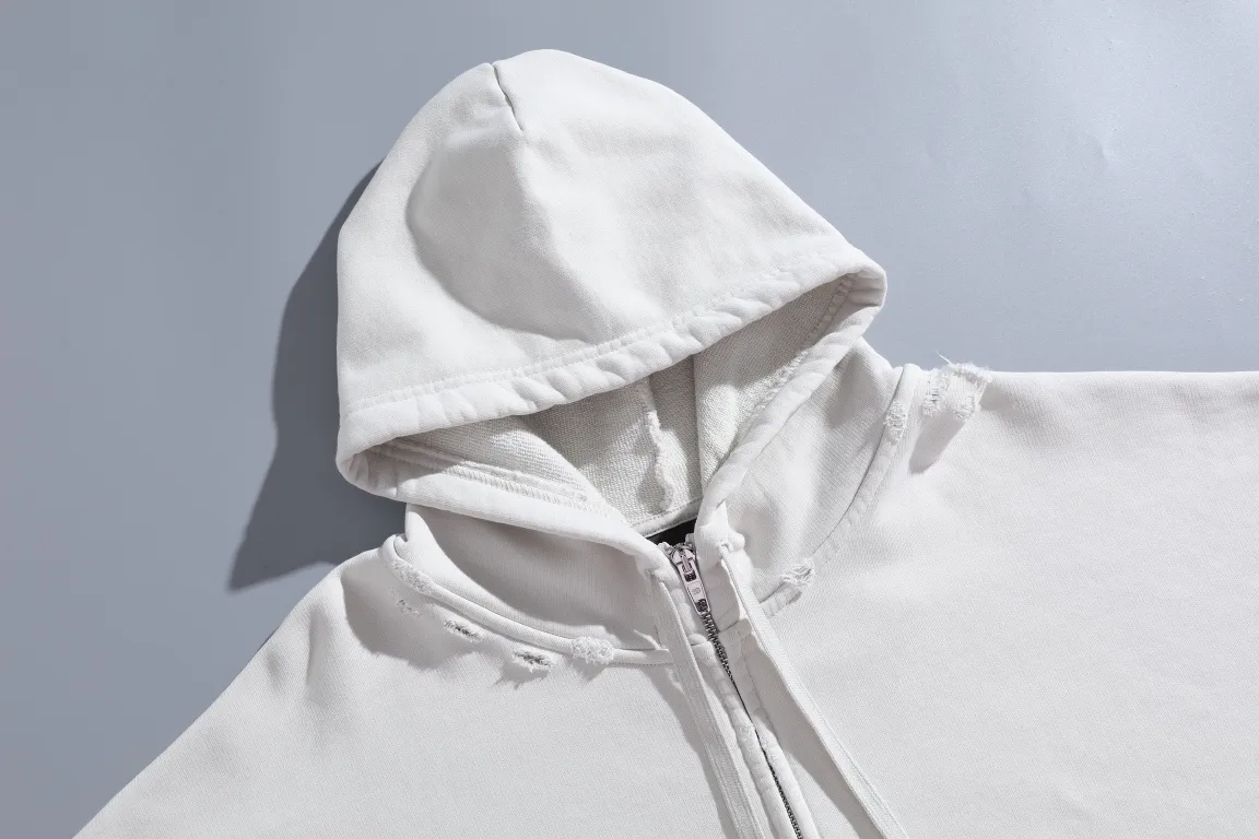 Distressed Logo Print Zip-Up Hoodie D30921330 — view 15