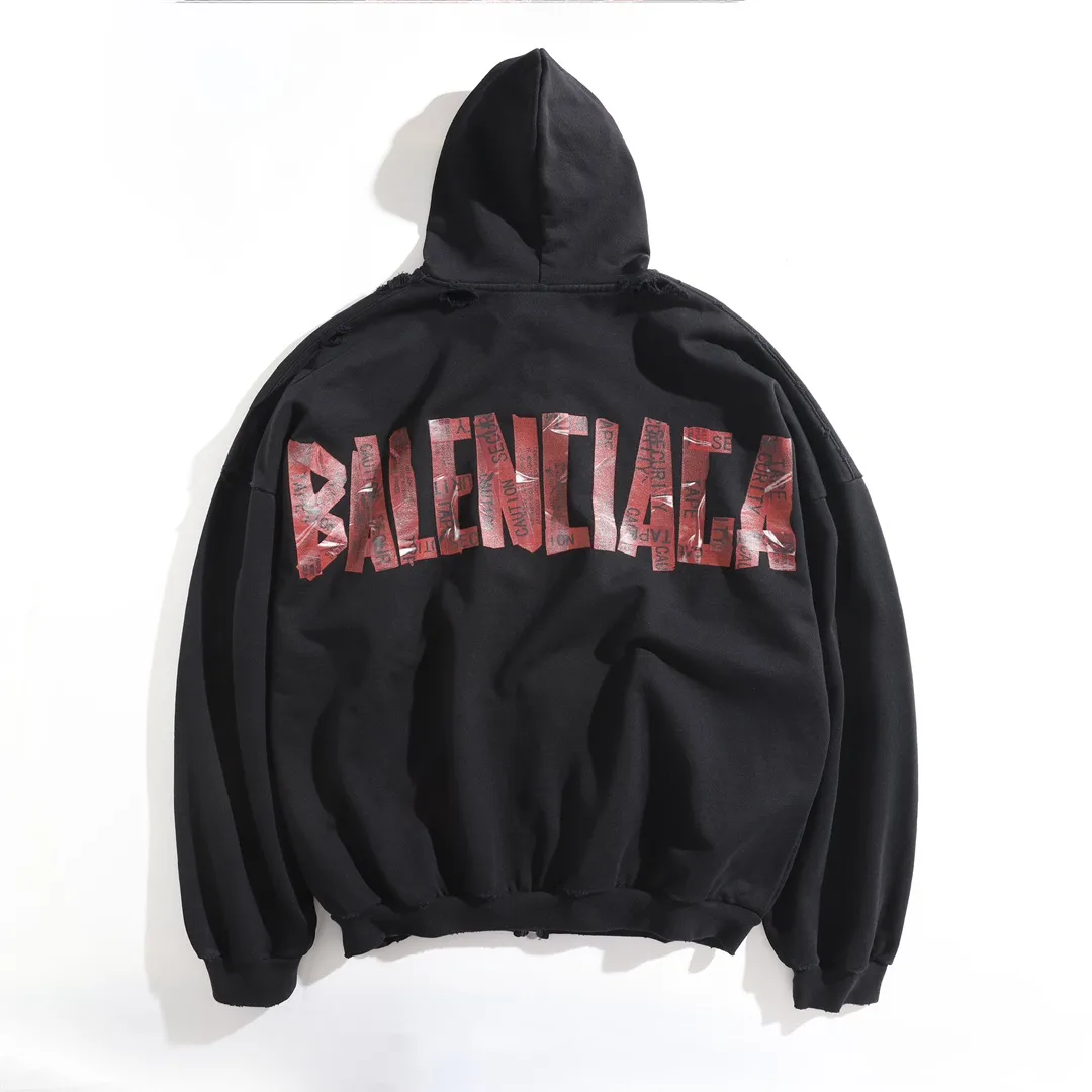 Distressed Tape Logo Zip-Up Hoodie D30921329 — view 10