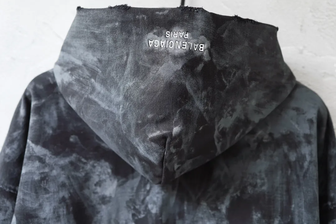3B Logo Embroidered Mud-Wash Zip-Up Hoodie D31921335 — view 6