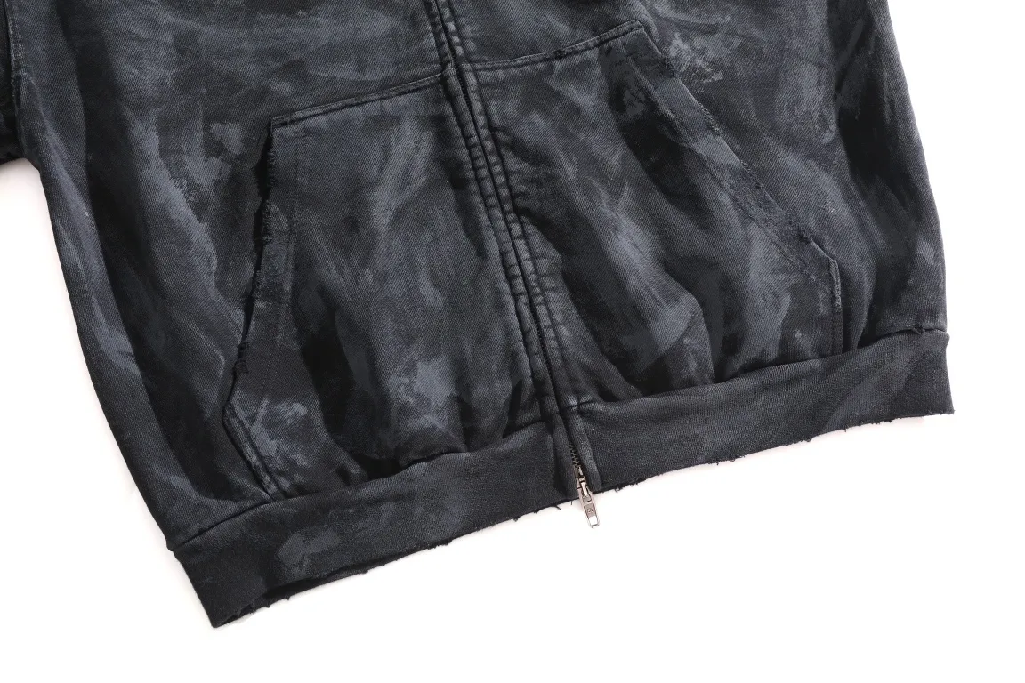 3B Logo Embroidered Mud-Wash Zip-Up Hoodie D31921335 — view 15