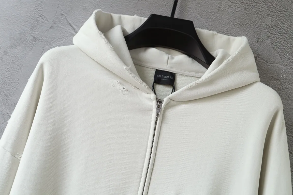Distressed Logo-Embroidered Zip-Up Hoodie D29921336 — view 5