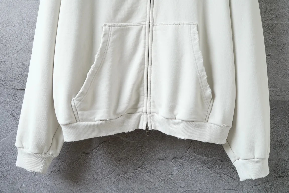 Distressed Logo-Embroidered Zip-Up Hoodie D29921336 — view 7