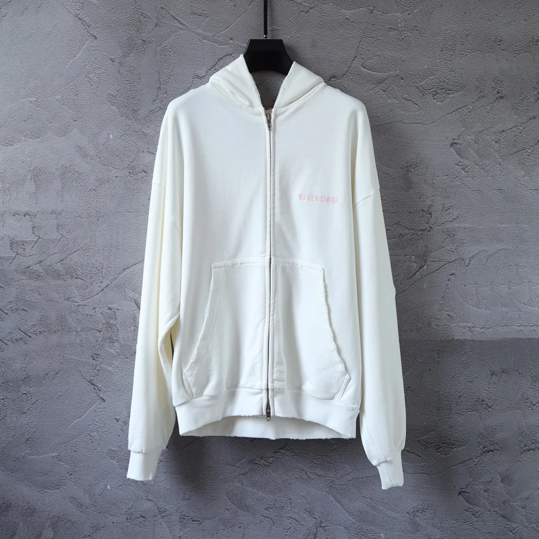 Distressed Logo-Embroidered Zip-Up Hoodie D29921336 — view 19