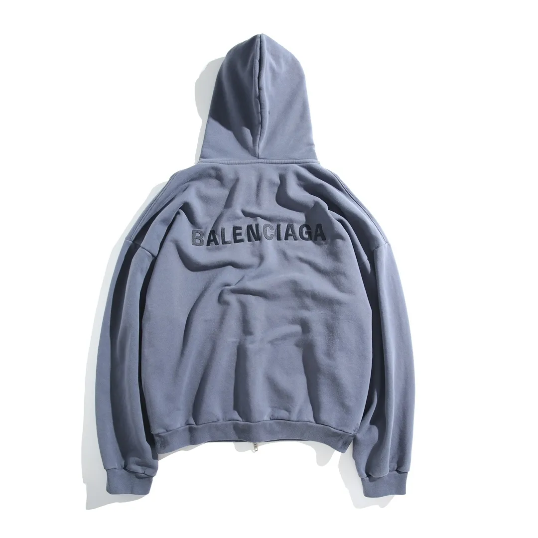 Logo Embroidered Distressed Zip-Up Hoodie D30921338 — view 11