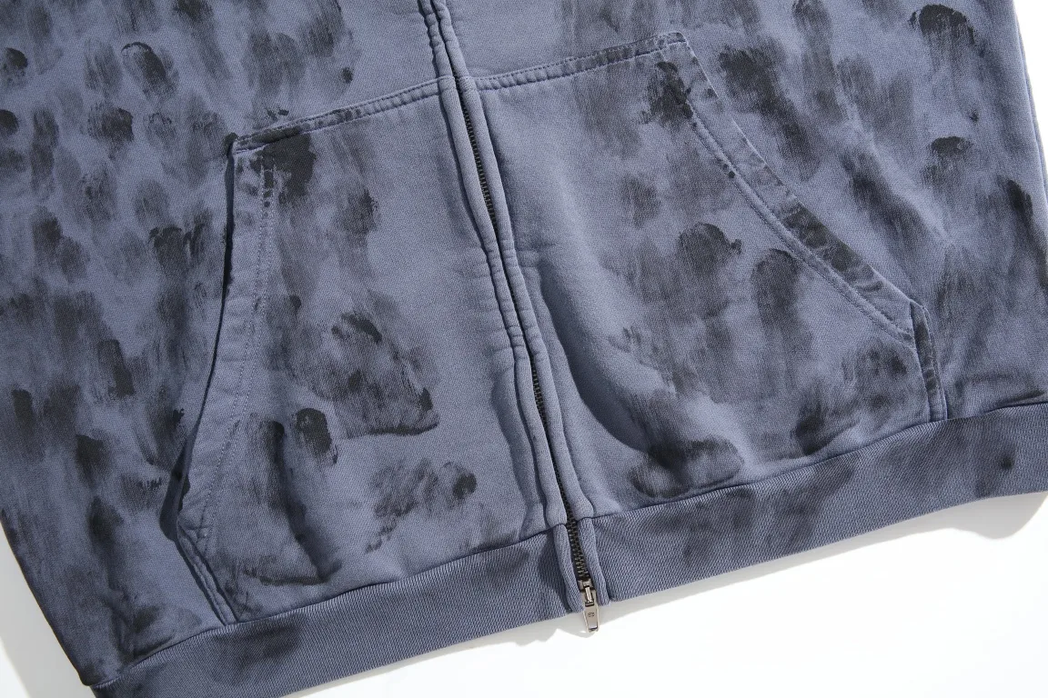 Logo Embroidered Distressed Zip-Up Hoodie D30921338 — view 13