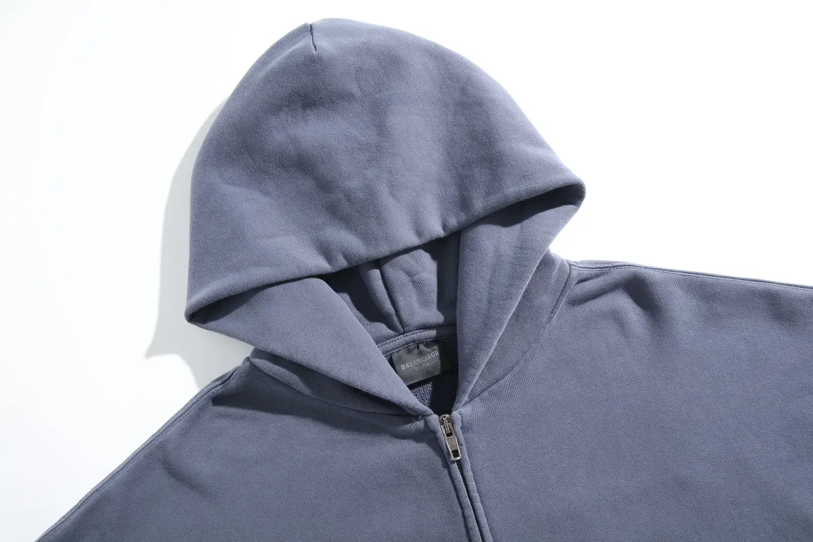 Logo Embroidered Distressed Zip-Up Hoodie D30921338 — view 14