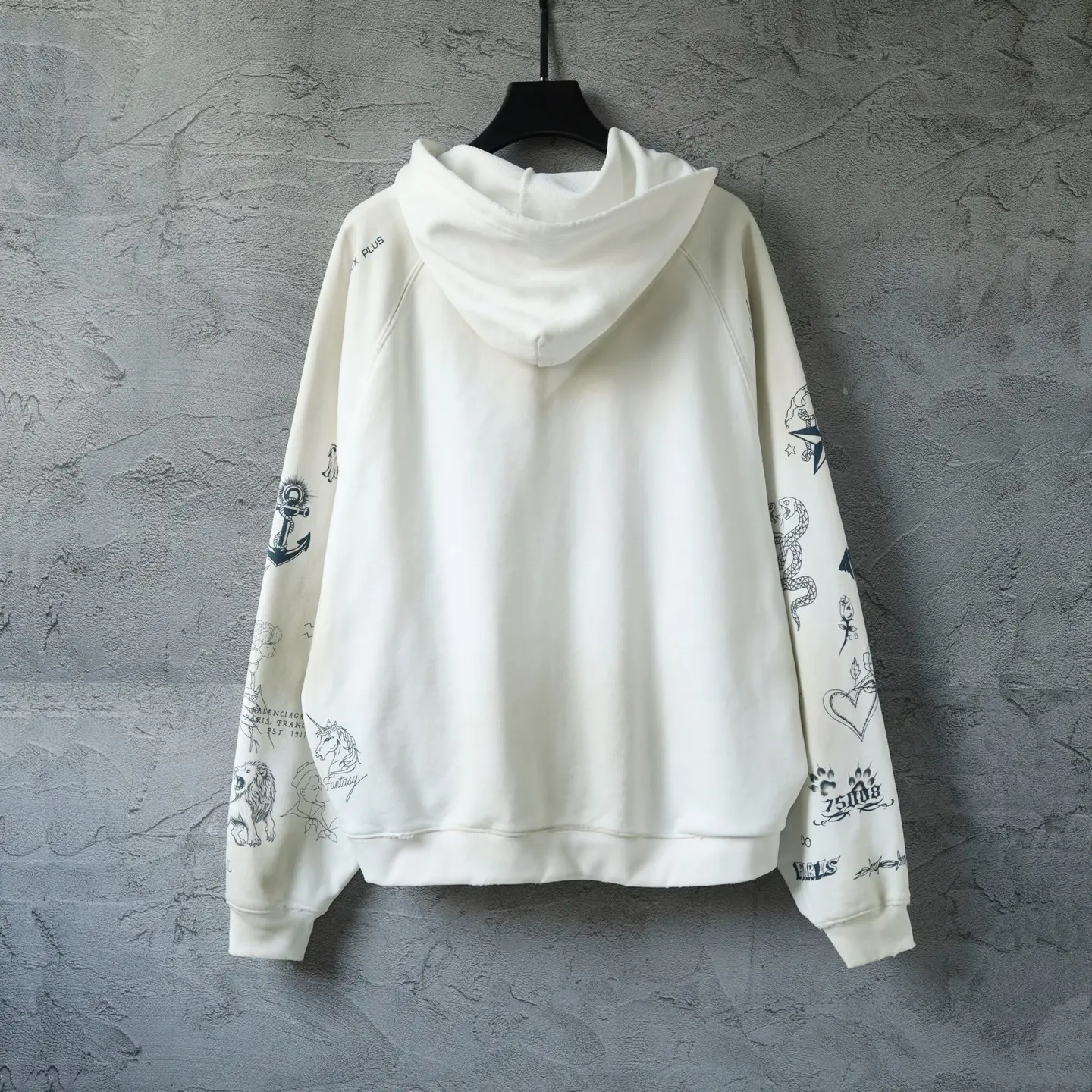 Graphic Print Distressed Zip-Up Hoodie D31918772 — view 2