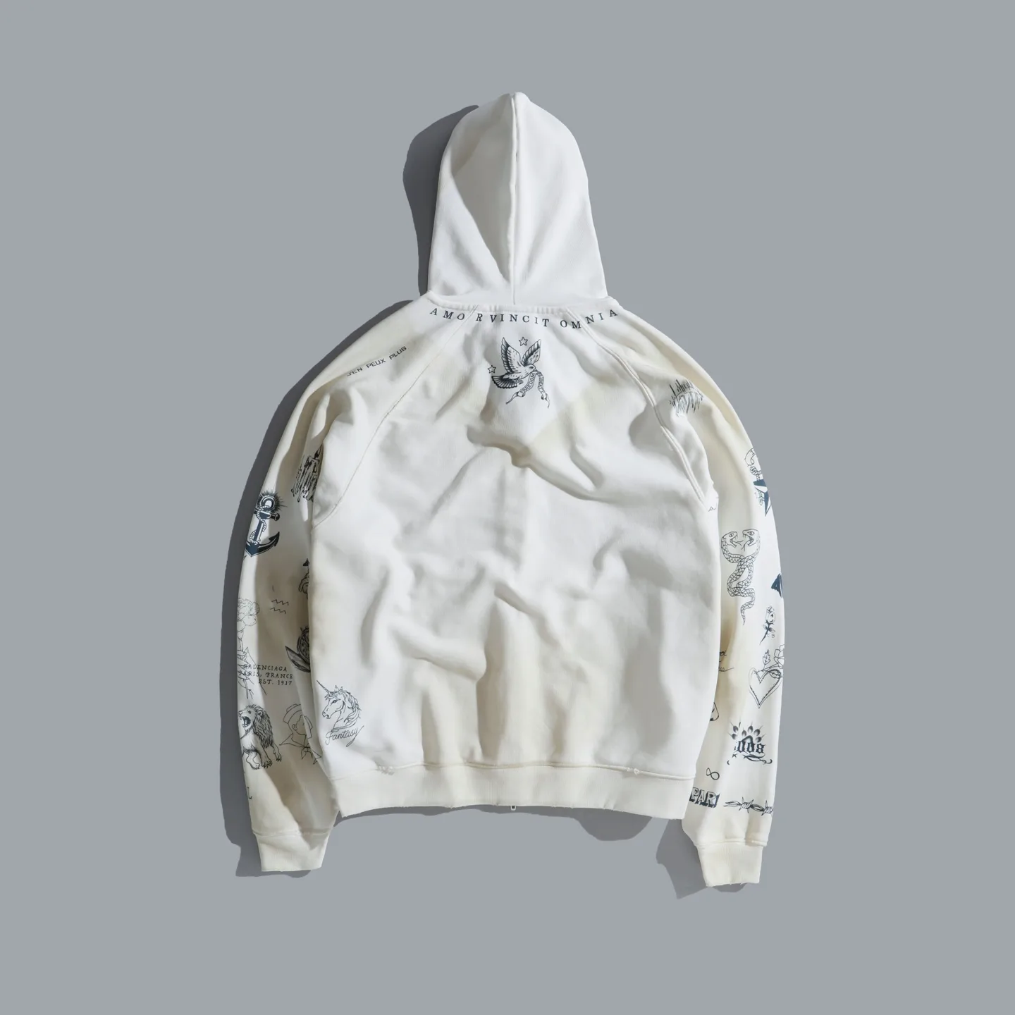 Graphic Print Distressed Zip-Up Hoodie D31918772 — view 11