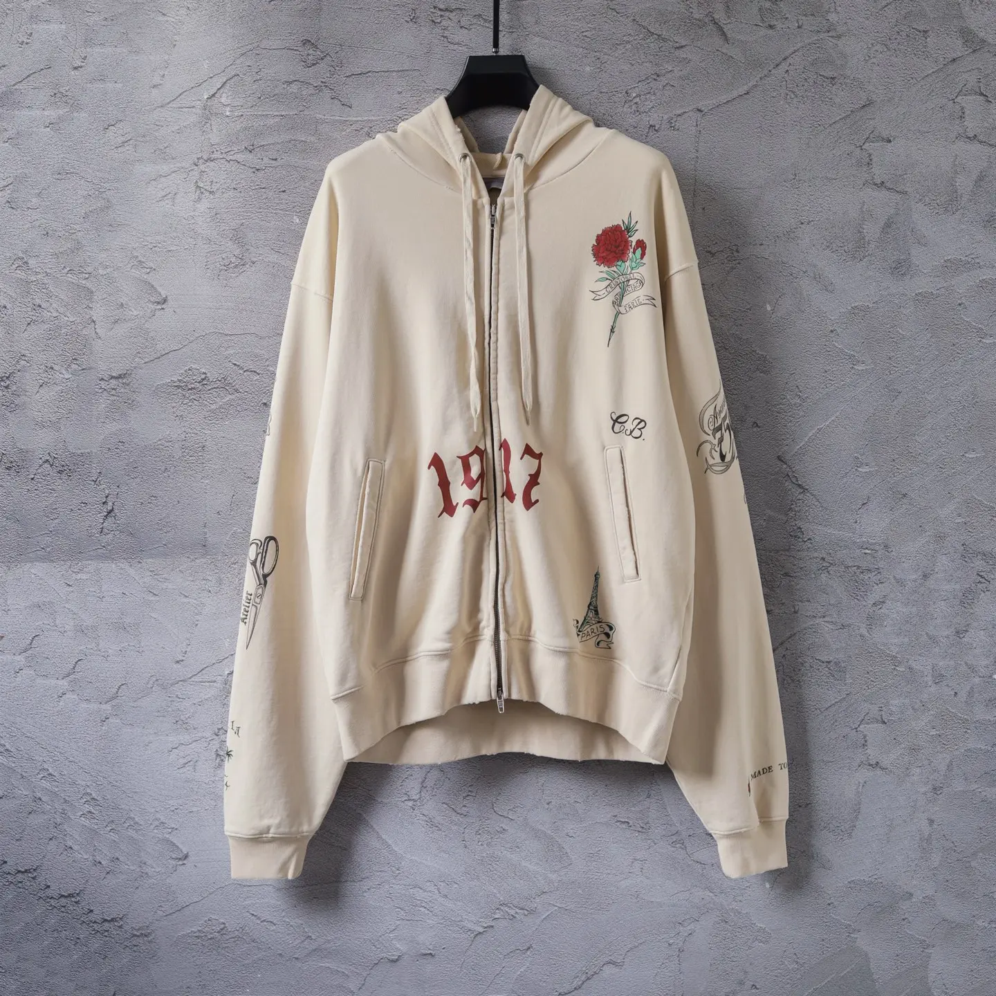 Graffiti Print Zip-Up Hoodie D31921309 — view 10