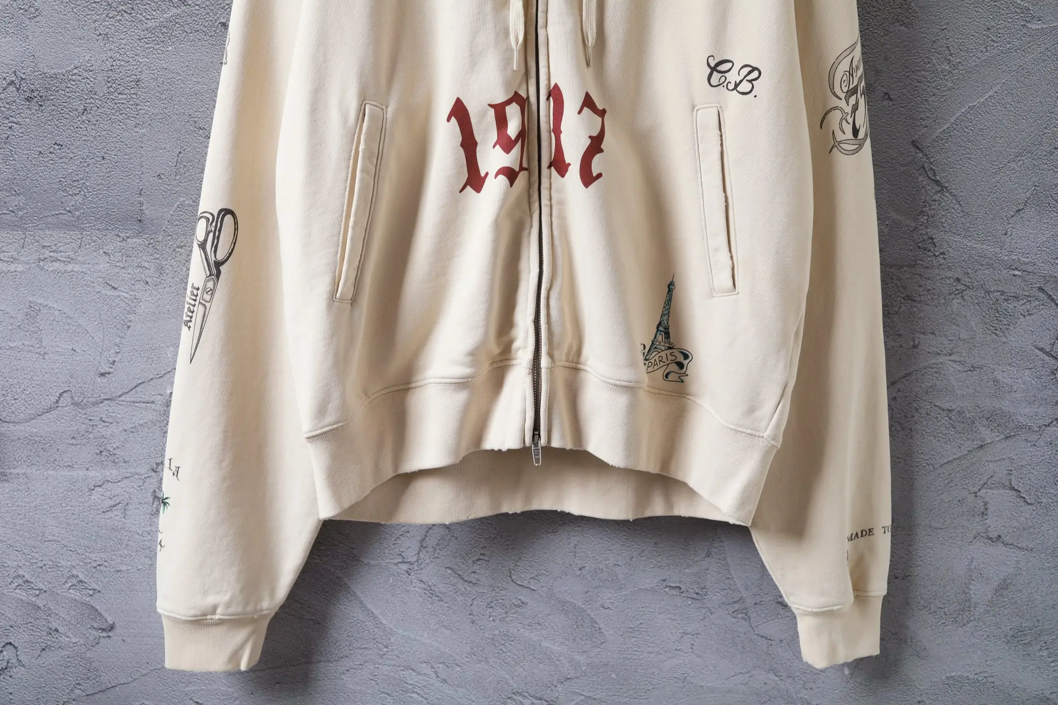 Graffiti Print Zip-Up Hoodie D31921309 — view 13