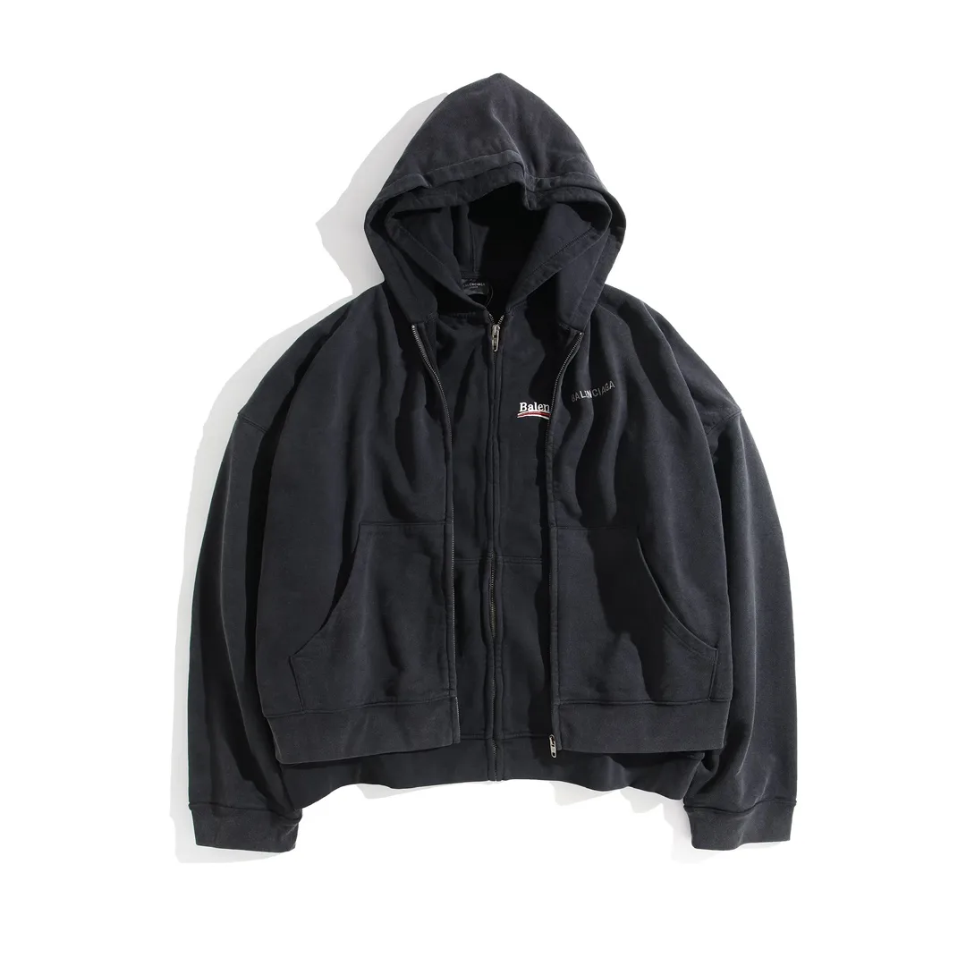 Logo-Embroidered Layered Zip-Up Hoodie D49921273