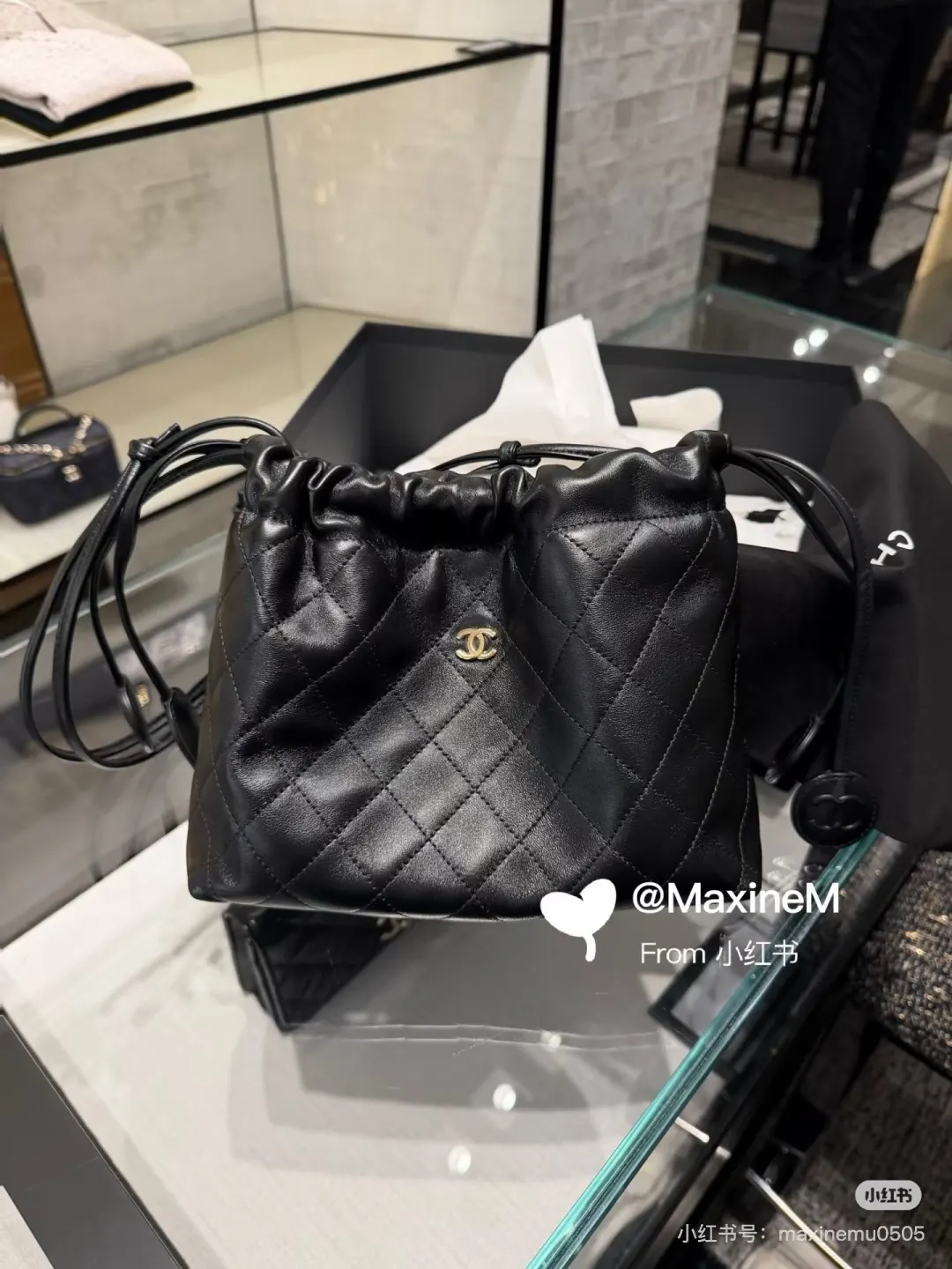 Chanel Quilted Leather Drawstring Bucket Bag D34018087 — view 6