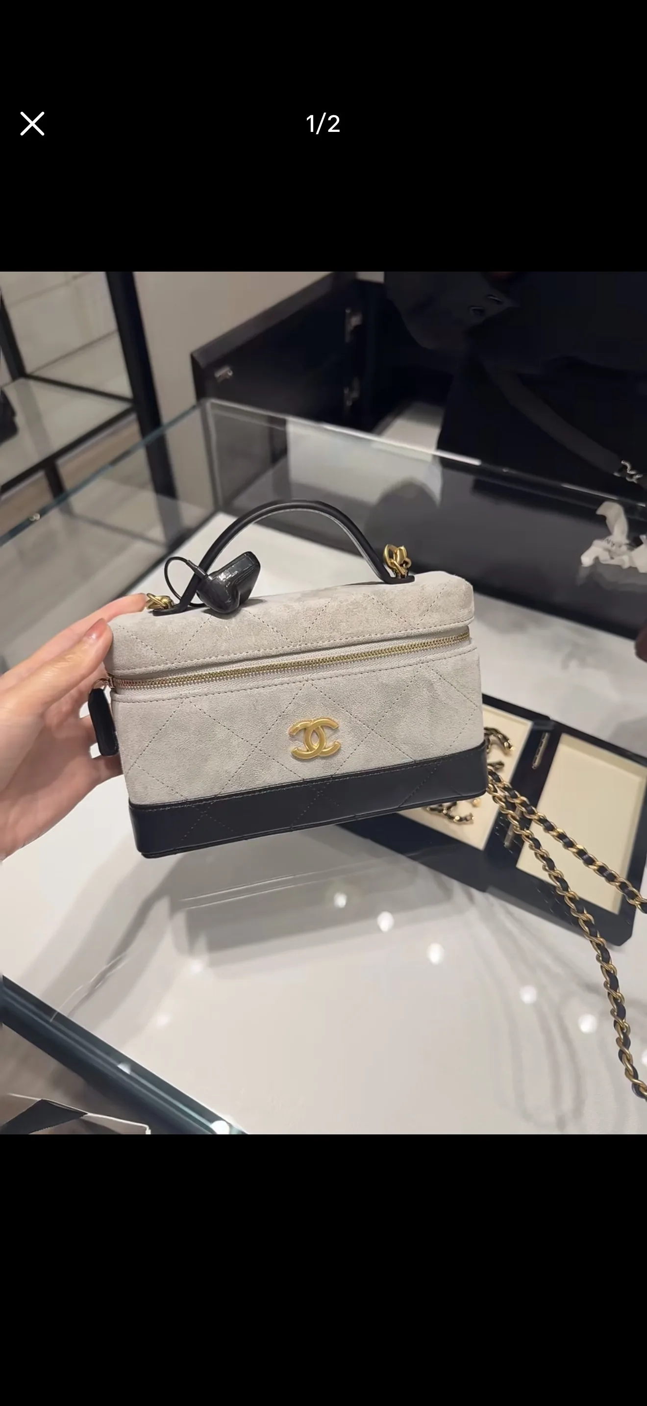 Suede & Leather Vanity Case Bag D35518173 — view 9
