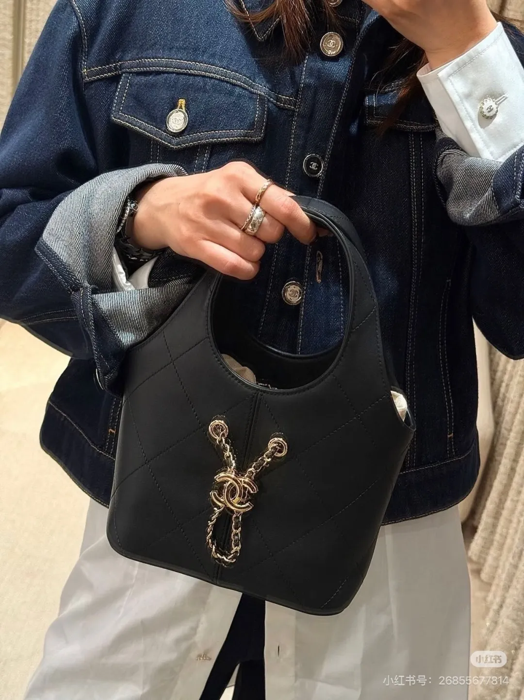 Chanel Quilted Leather Bucket Bag D28518506 — view 7