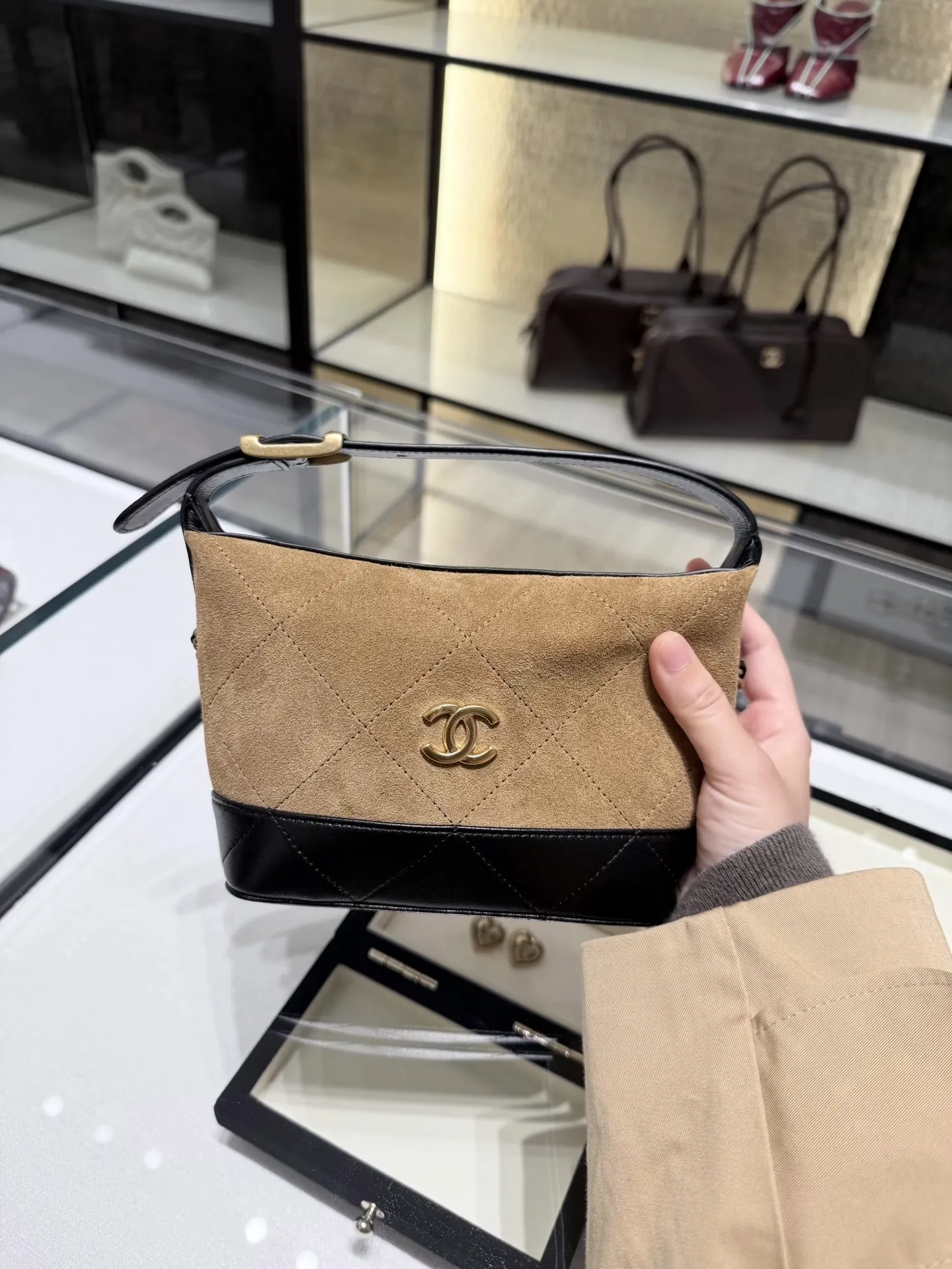 Chanel 26S Suede & Leather Lunch Box Bag D35518171