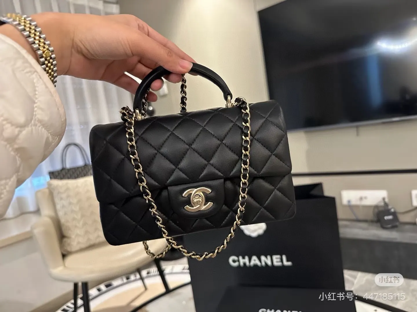 Mini Quilted Top-Handle Flap Bag D30017907 — view 3