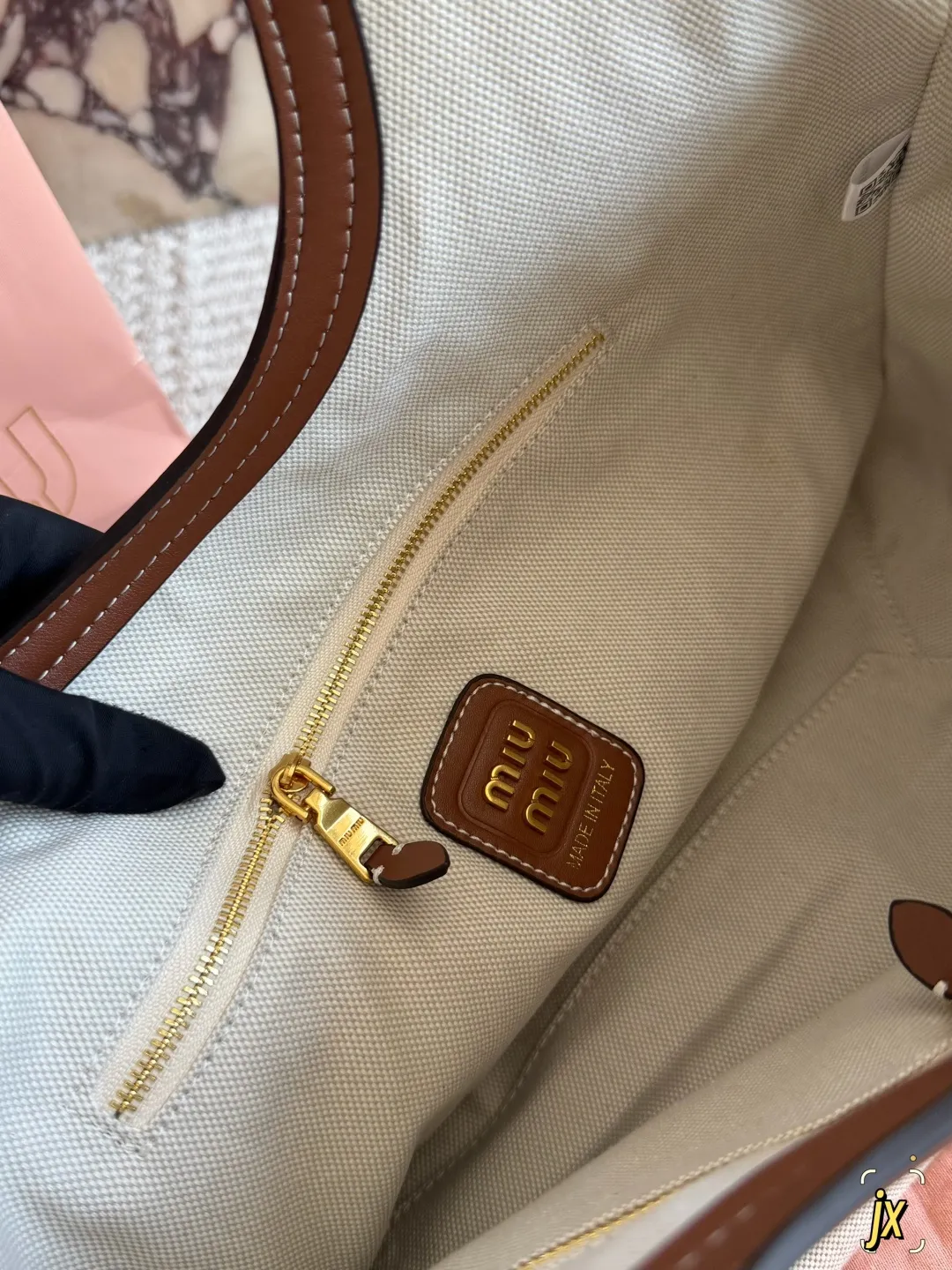 Miu Miu Canvas and Leather Tote Bag D37017969 — view 9