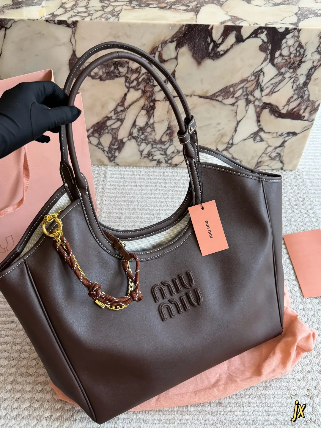 Miu Miu Canvas and Leather Tote Bag D37017969 — view 10