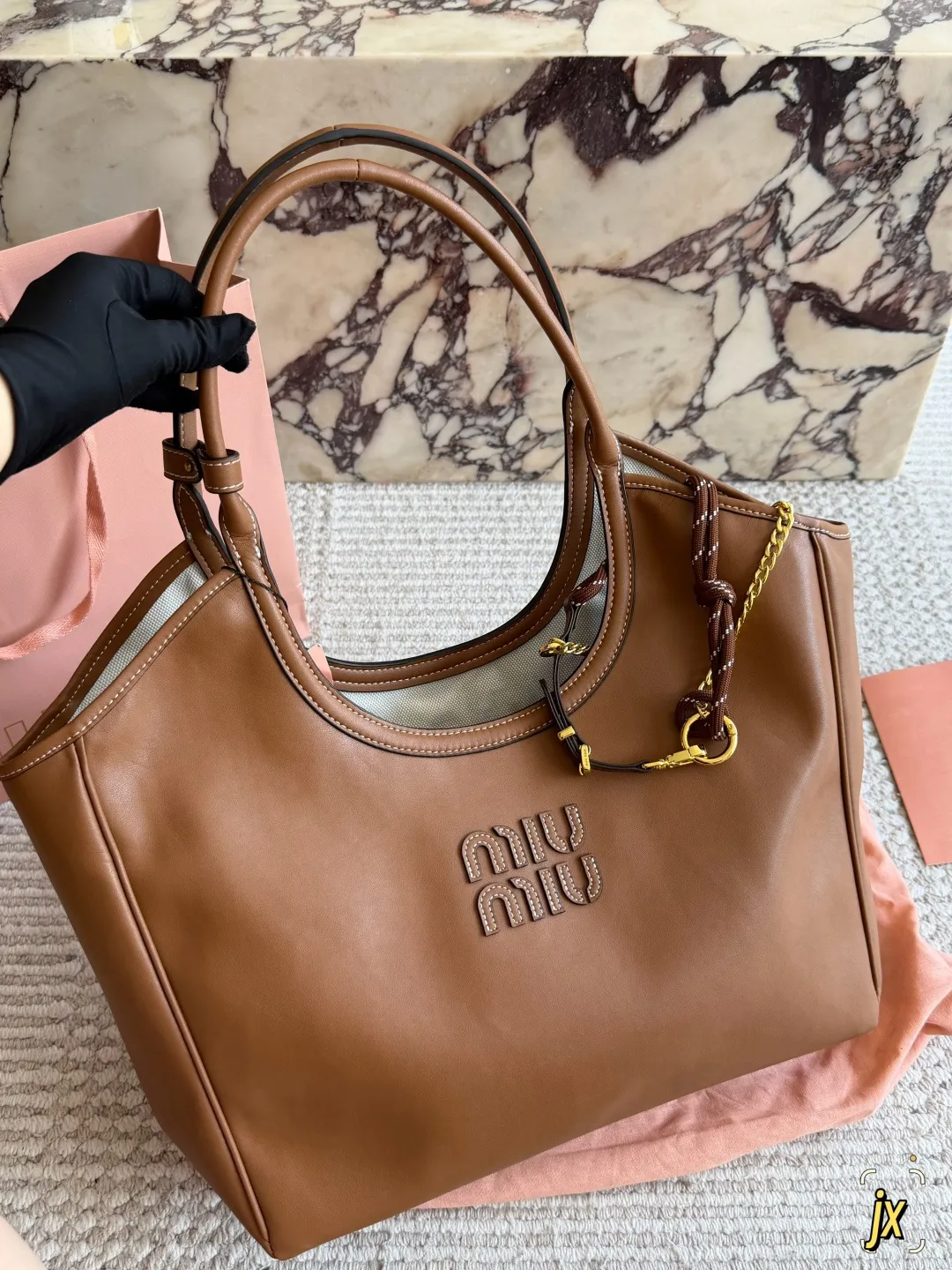 Miu Miu Canvas and Leather Tote Bag D37017969 — view 13