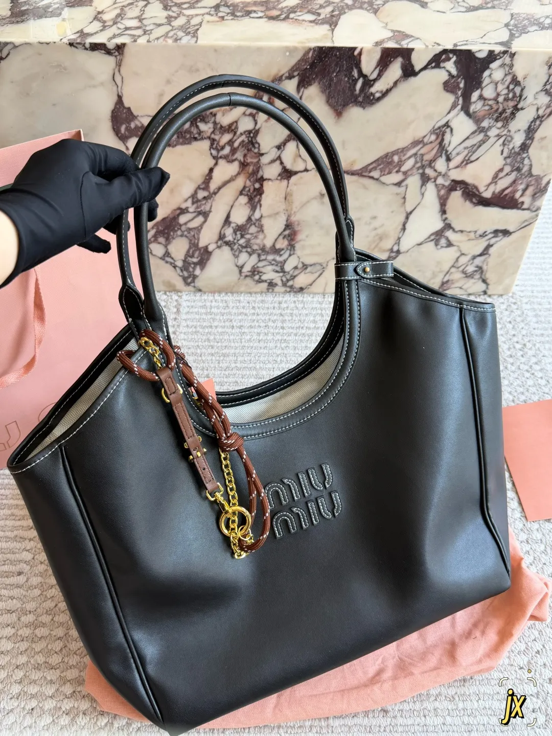 Miu Miu Canvas and Leather Tote Bag D37017969 — view 11
