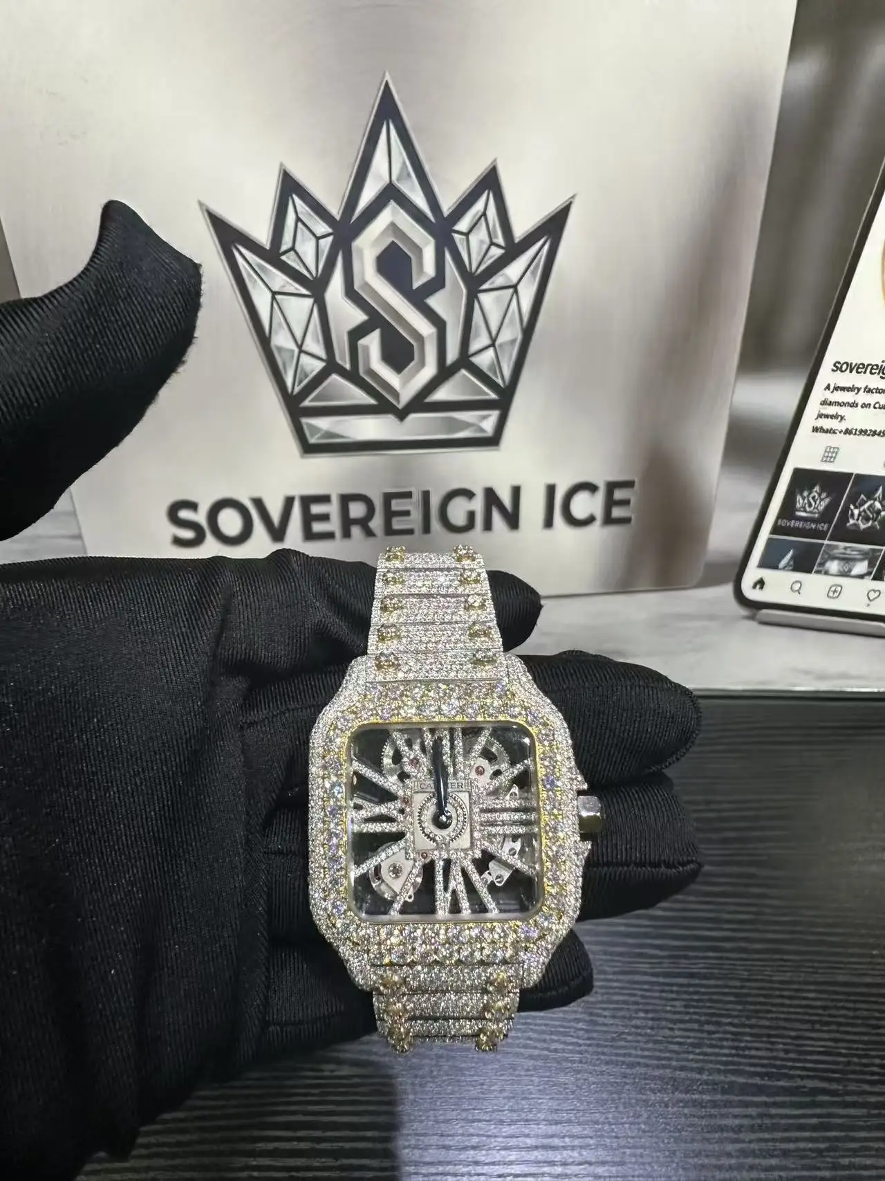 Cartier Santos Skeleton Moissanite Watch WHSA0015 D1008018586 — view 2
