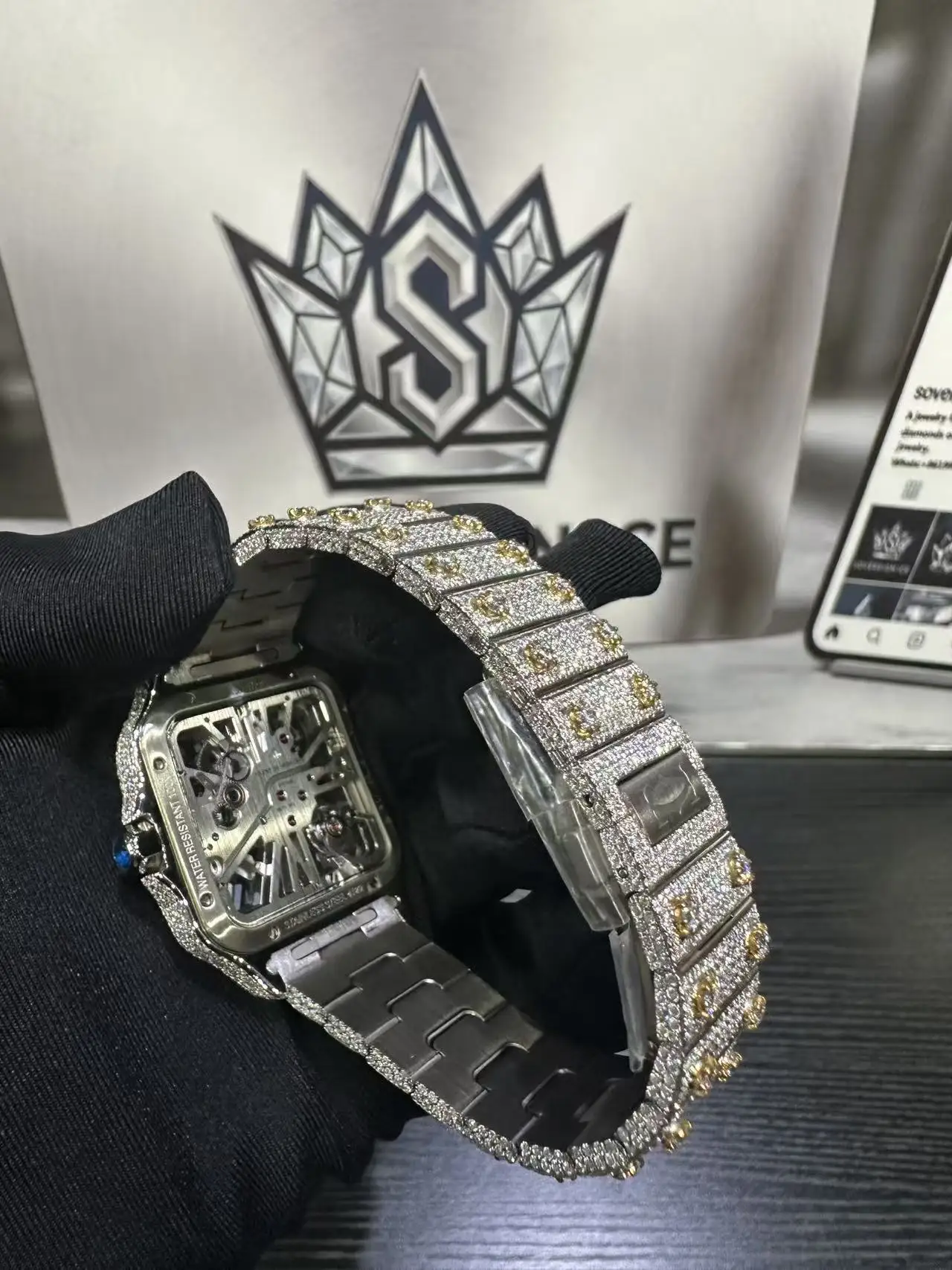 Cartier Santos Skeleton Moissanite Watch WHSA0015 D1008018586 — view 6