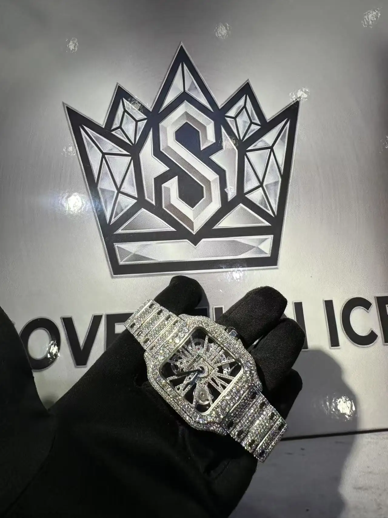 Cartier Santos Skeleton Moissanite Watch D1008018587