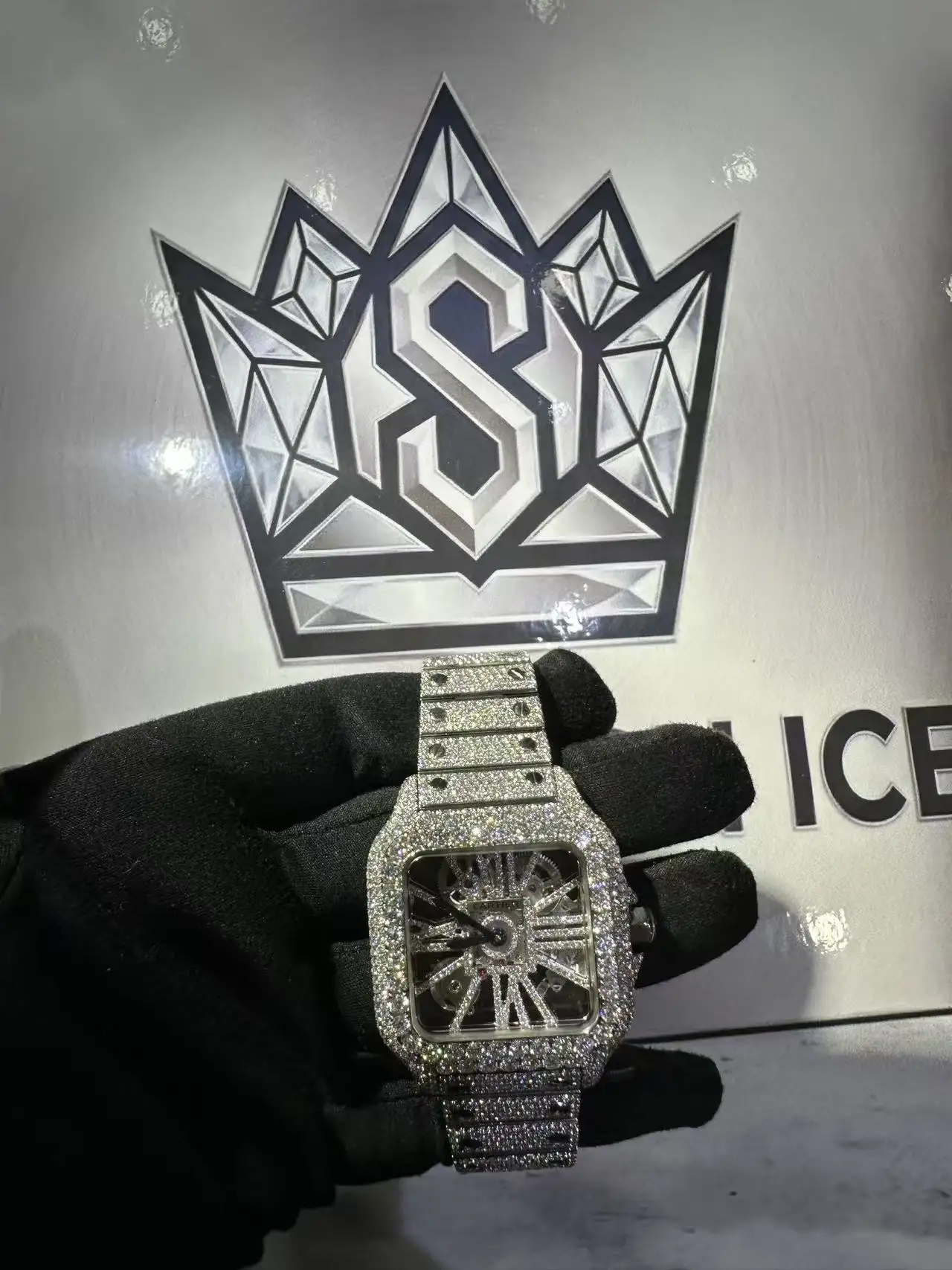Cartier Santos Skeleton Moissanite Watch D1008018587 — view 2