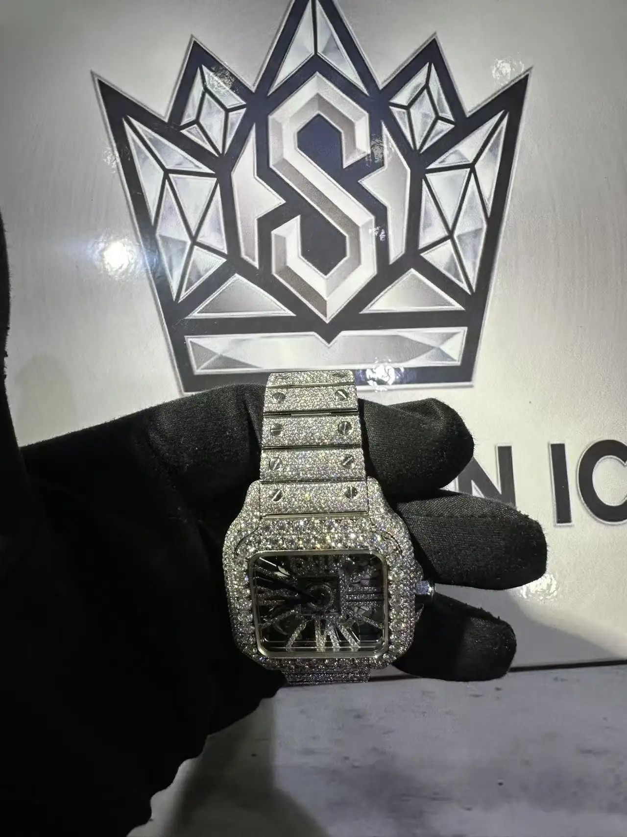Cartier Santos Skeleton Moissanite Watch D1008018587 — view 3