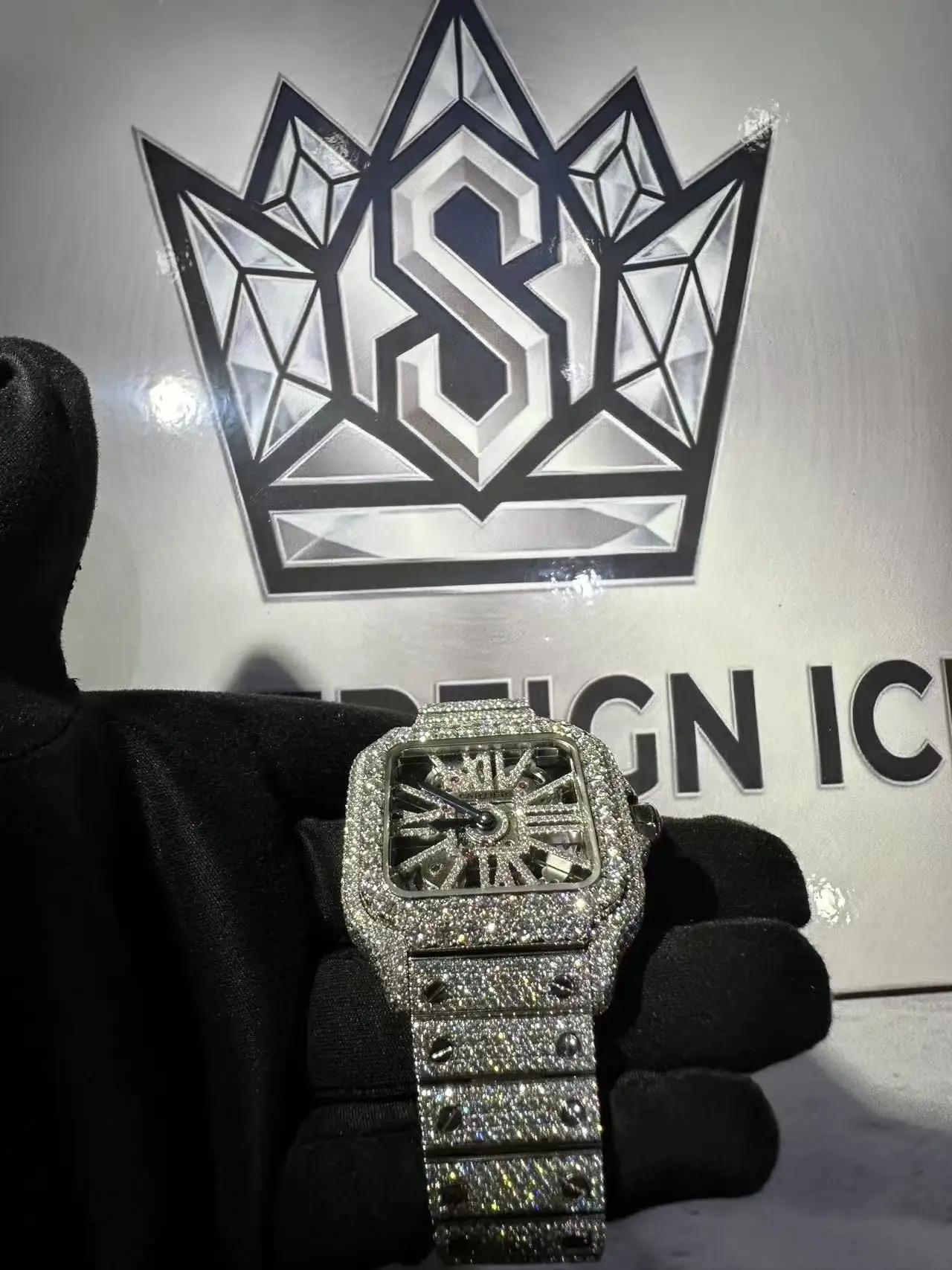 Cartier Santos Skeleton Moissanite Watch D1008018587 — view 4