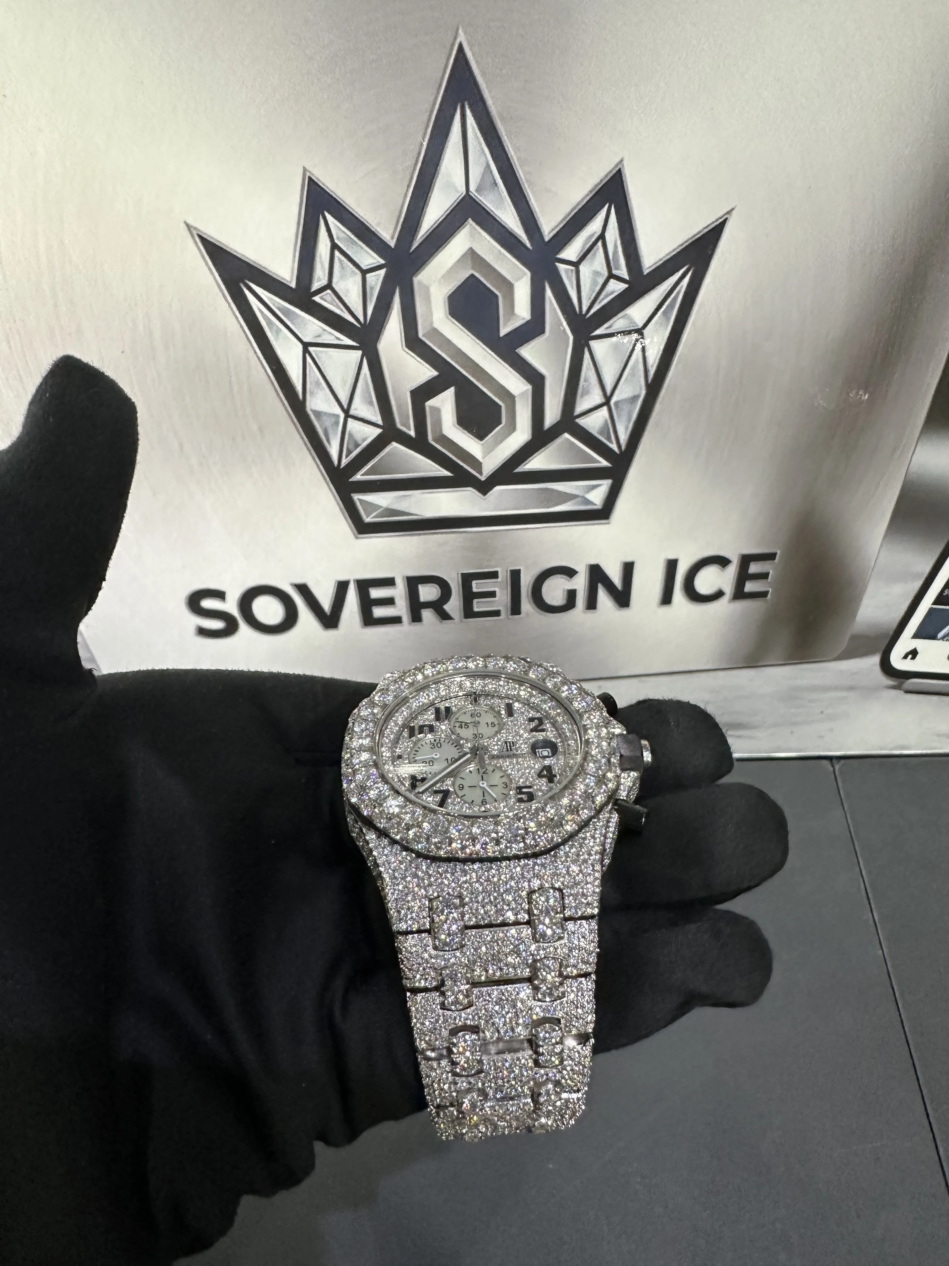 Audemars Piguet full diamond VVS moissanite watch, Sky White D1005018602 — view 4