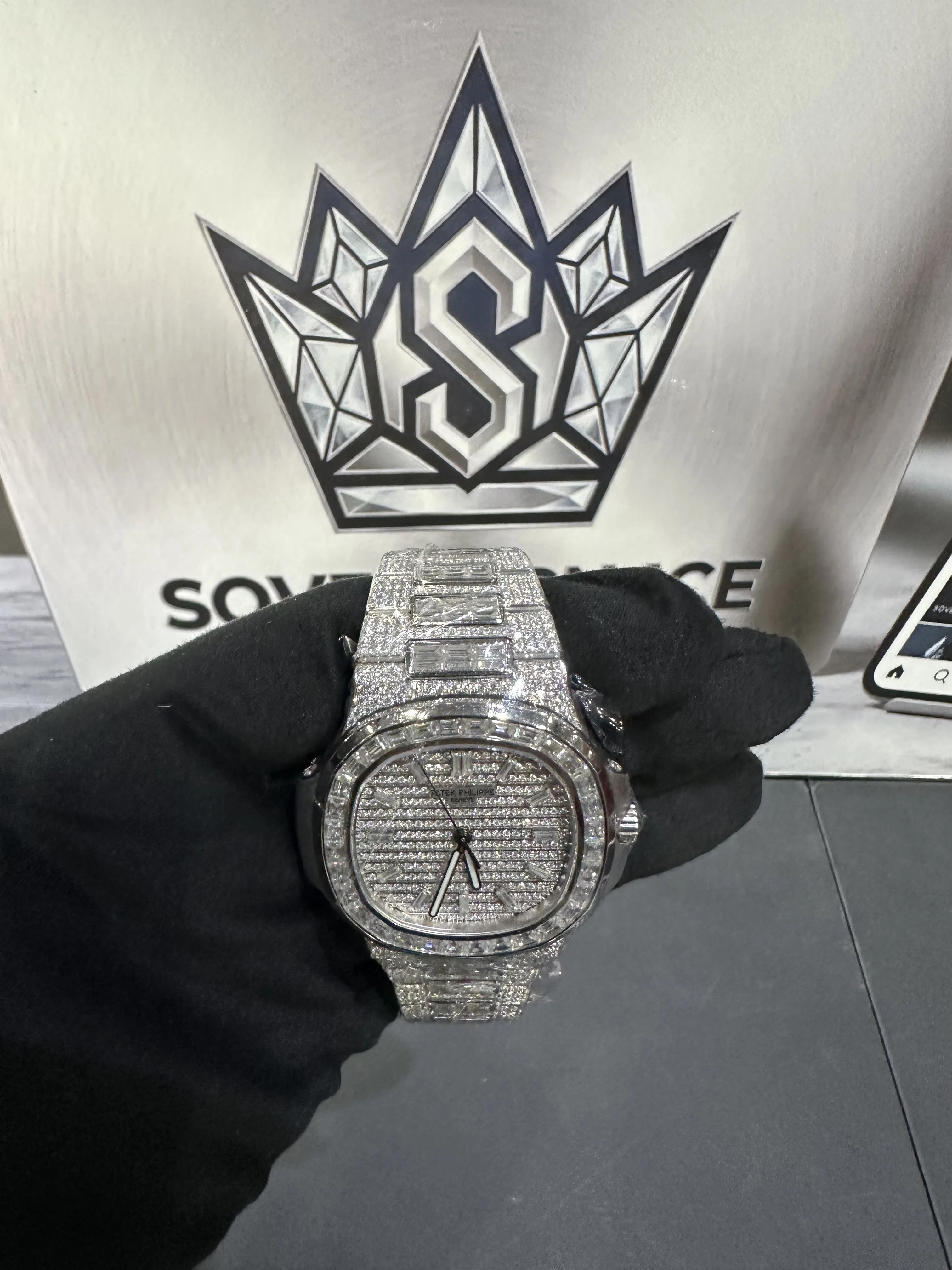 Patek Philippe Nautilus Rectangular Cut VVS Moissanite Watch D1270018603 — view 2