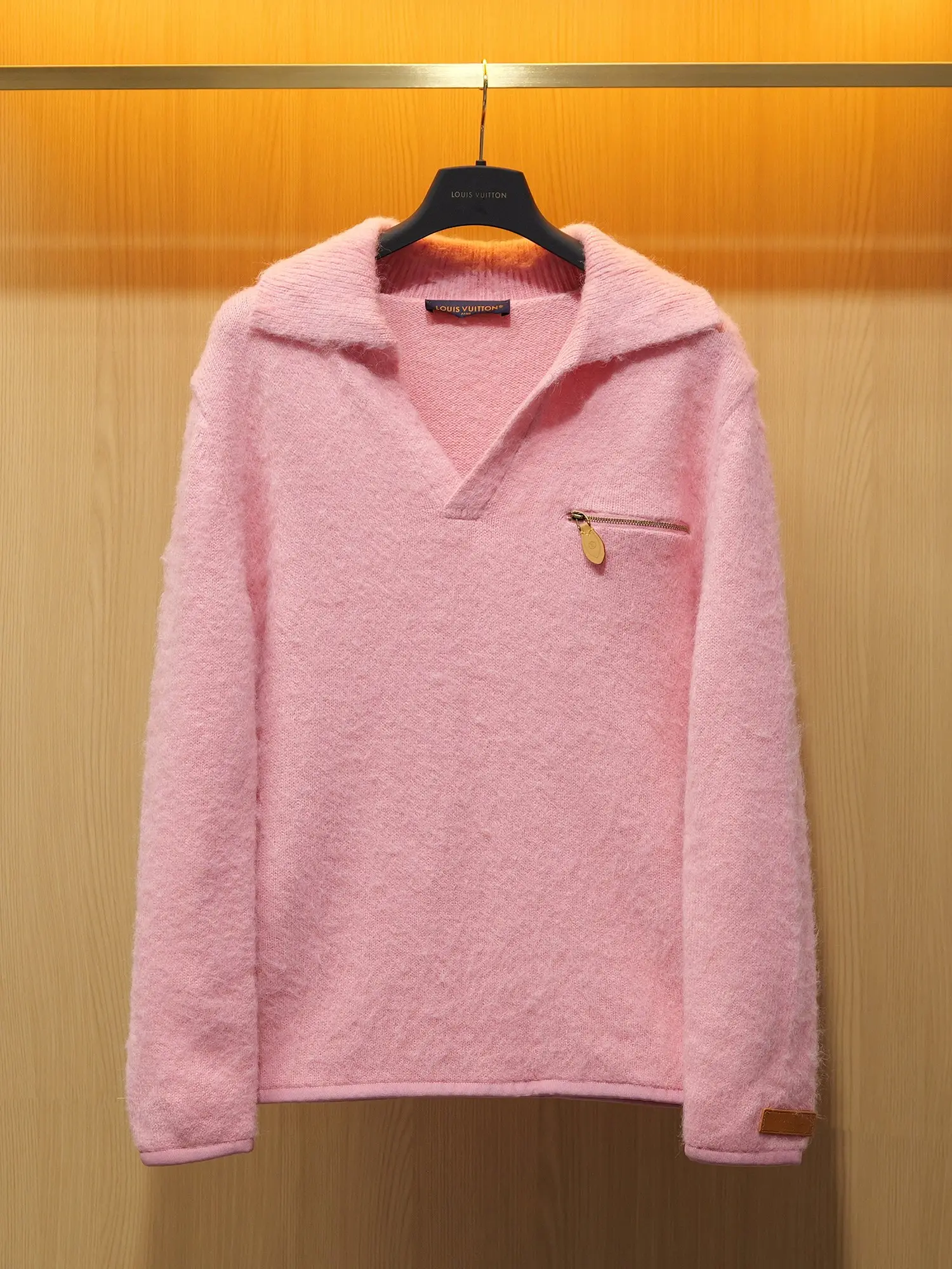 Brushed Knit Pullover with Leather Trim D30521416
